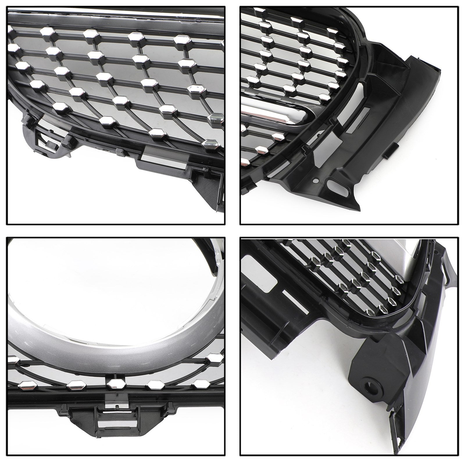 PALASER 2017-2019 Benz W213 E200 E250 E300 Diamond Silver Border Front Grille Grill - Image 5