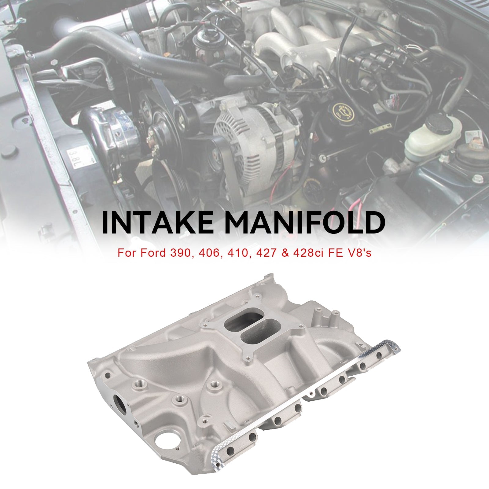 PALASER Ford Fe 390 406 410 427 428 Dual Plane Satin Intake Manifold Aluminum - Image 7