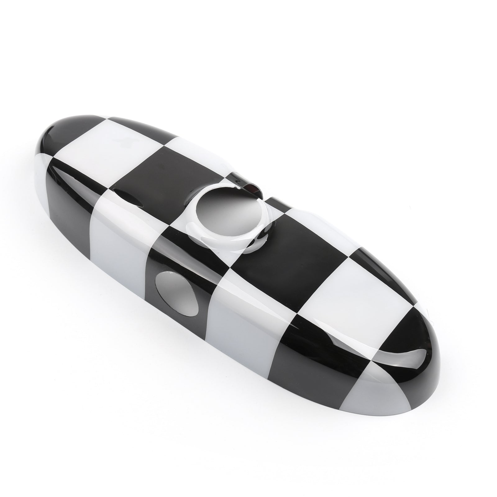 PALASER BMW Mini Cooper R55 R56 Black Checkered Pattern Rear View Mirror Cover - Image 2