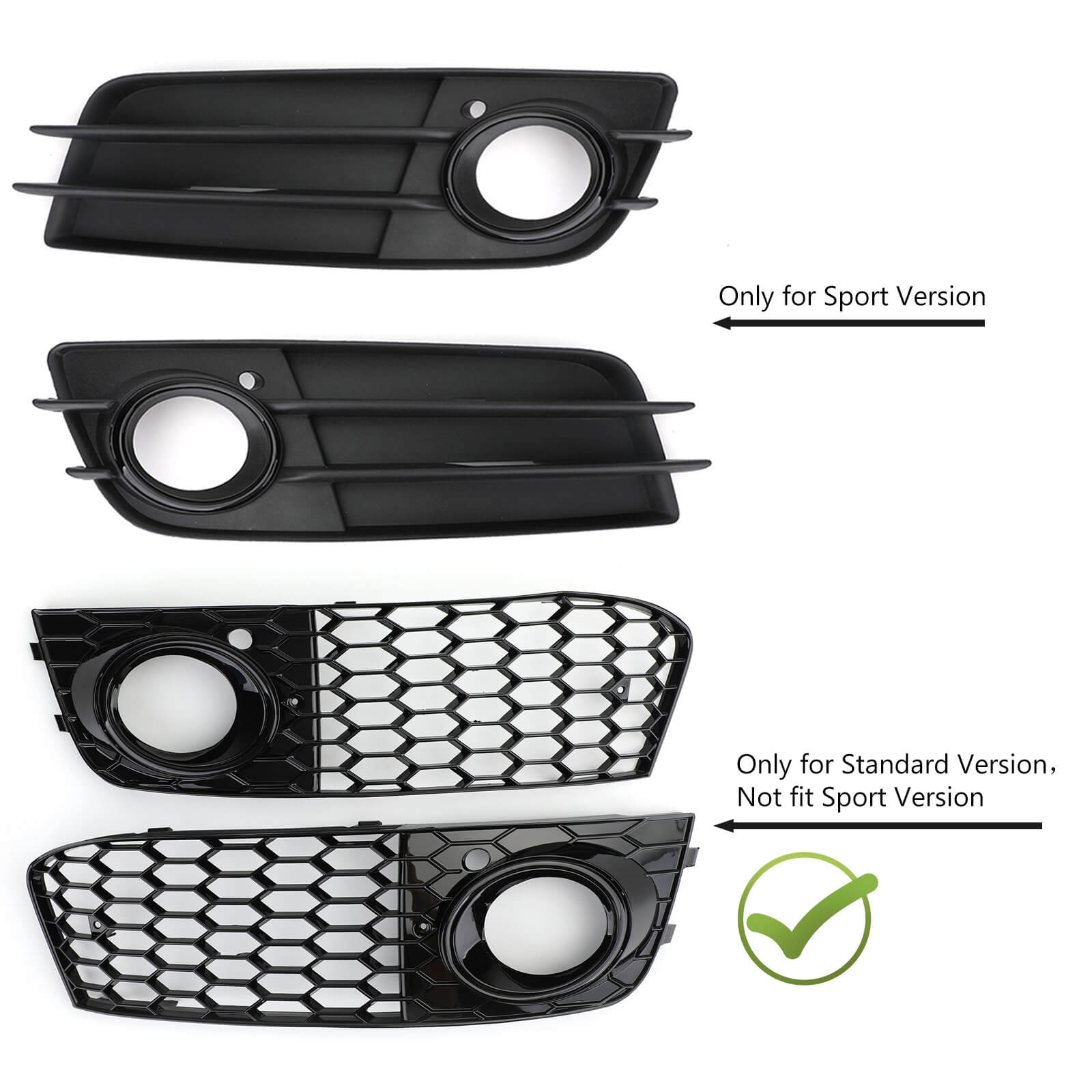 PALASER Audi A4 B8 2009-2012 Pair Honeycomb Mesh Fog Light Open Vent Grill - Image 2