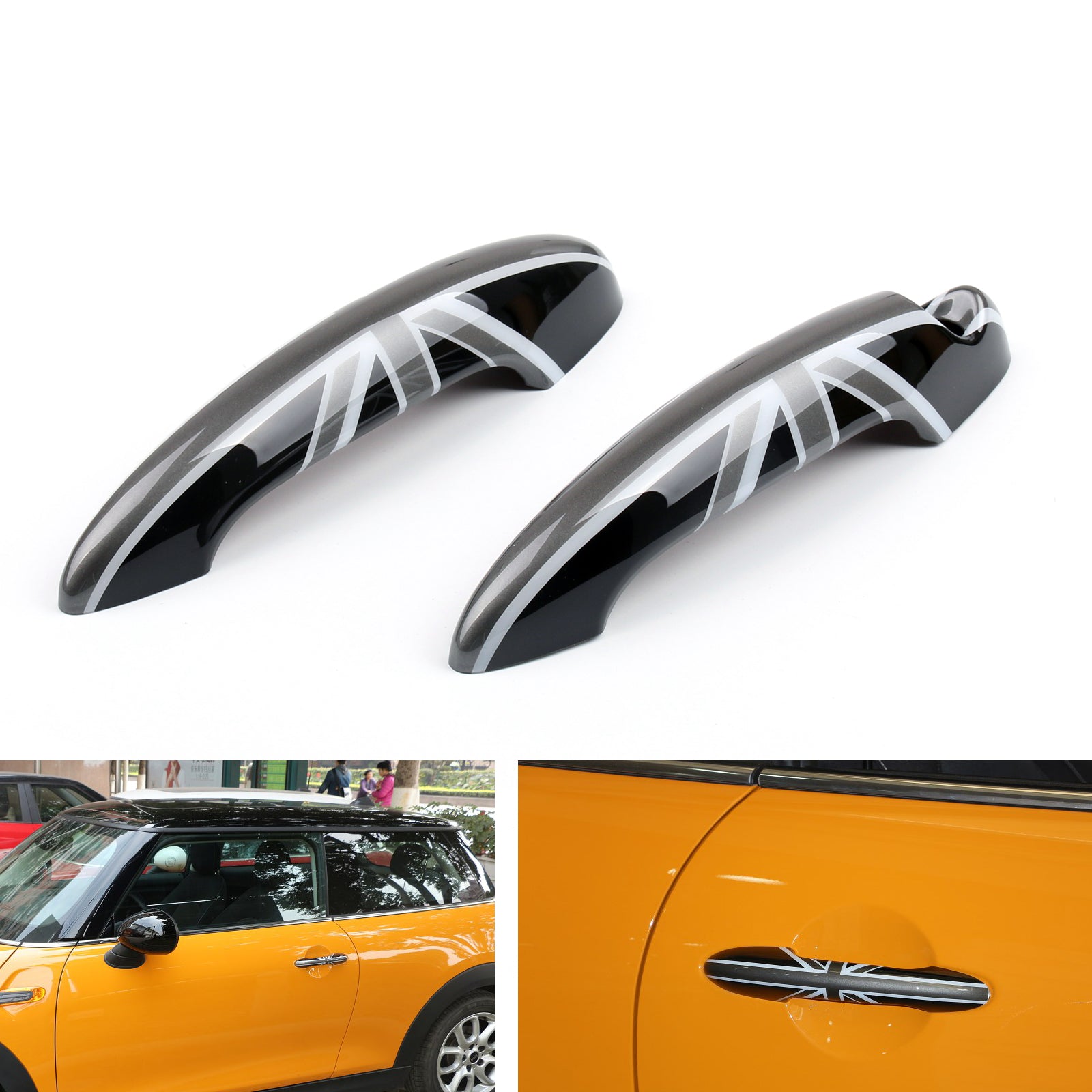 PALASER Mini Cooper R50 R52 R53 R55 R56 Black Union Jack Uk Design Door Handle Cover - Image 2