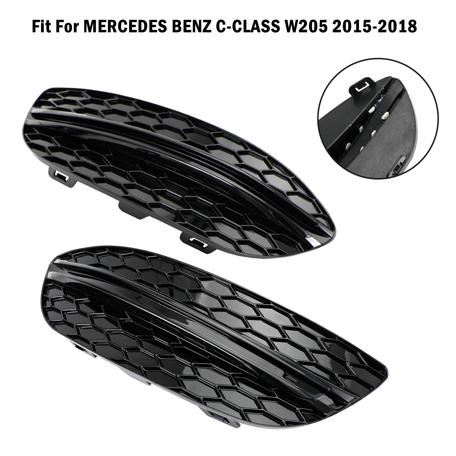 PALASER 2015-2018 Benz C-class W205 Base Sedan 2PCS Front Fog Light Cover