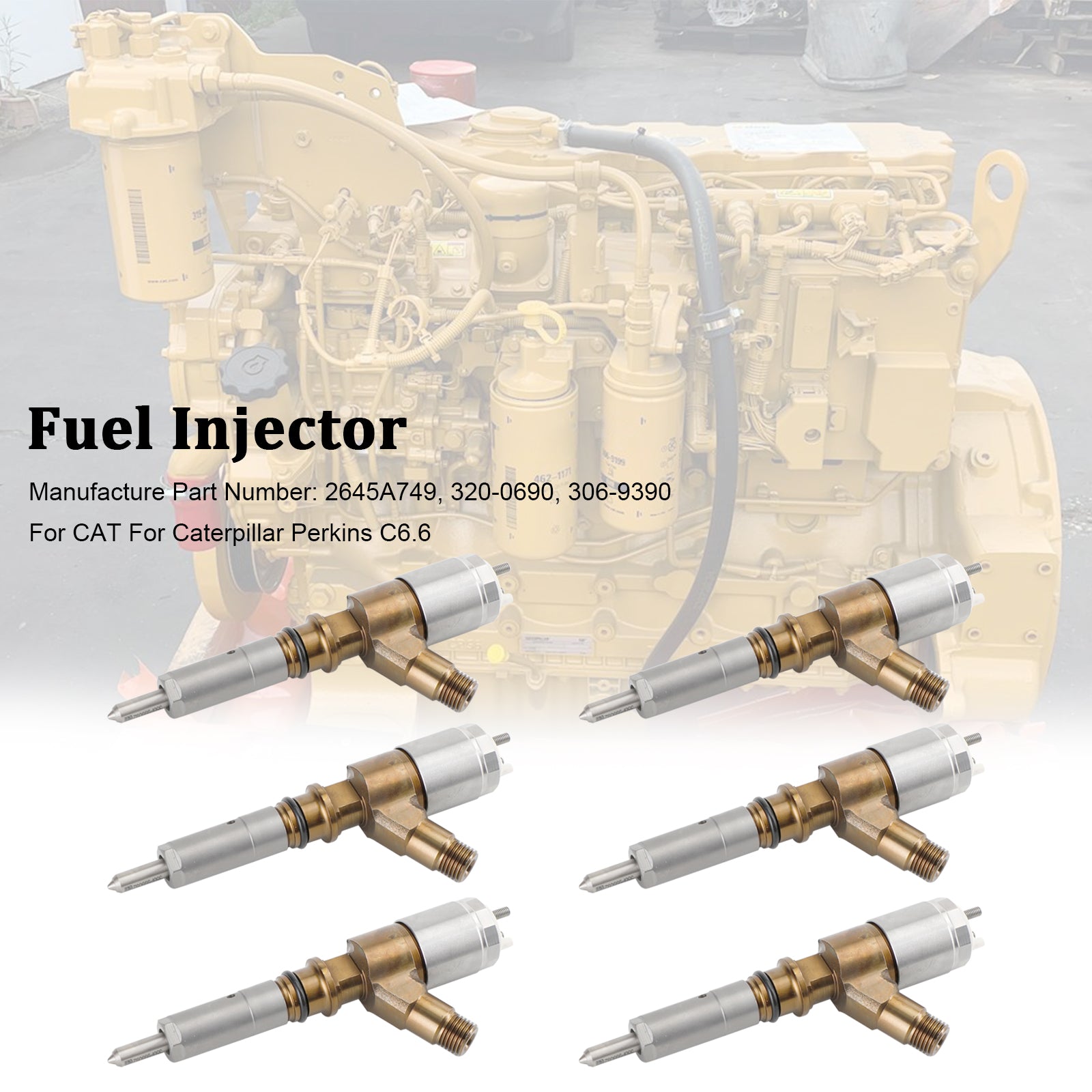 PALASER Cat For Caterpillar Perkins C6.6 6PS Fuel Injectors 306-9390 2645A749 320-0690 - Image 8