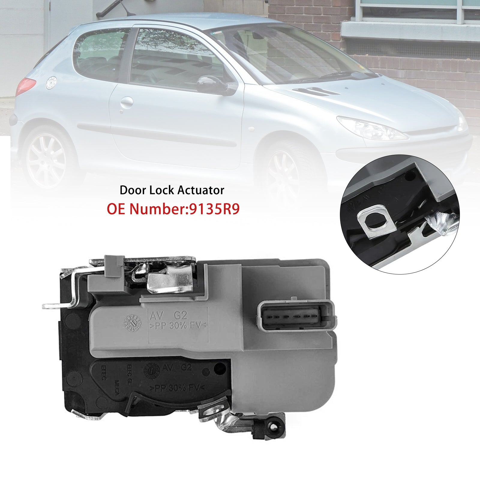 PALASER Front Left Driver Side Door Lock Actuator 9135R9 For Peugeot 206 1998-2012 - Image 3