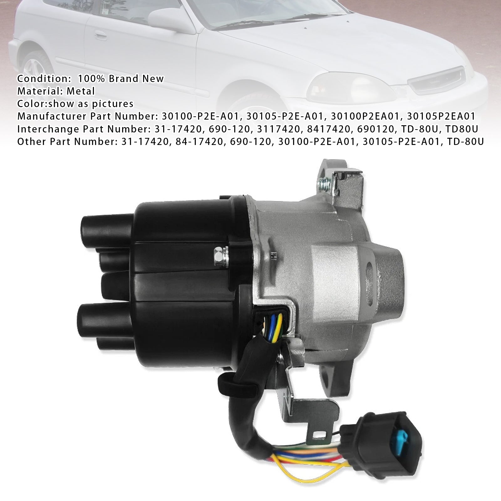 PALASER Ignition Distributor 30100-P2E-A01 For Honda Civic 1996-1998 Civic Del Sol 1.6L - Image 2