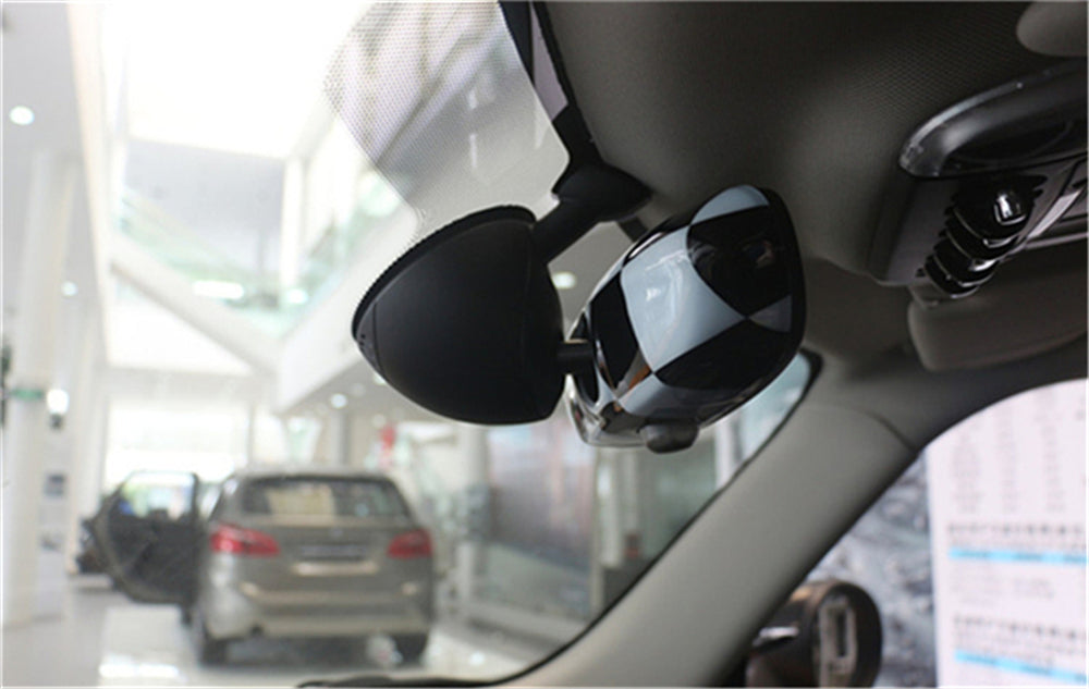 PALASER BMW Mini Cooper R55 R56 Black Checkered Pattern Rear View Mirror Cover - Image 5