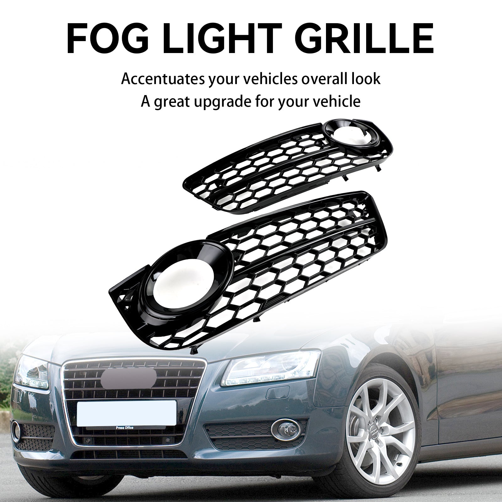 PALASER 2007-2011 Audi A5 Standart Style Pair Honeycomb Front Fog Lamp Cover Grill 1522024 - Image 8