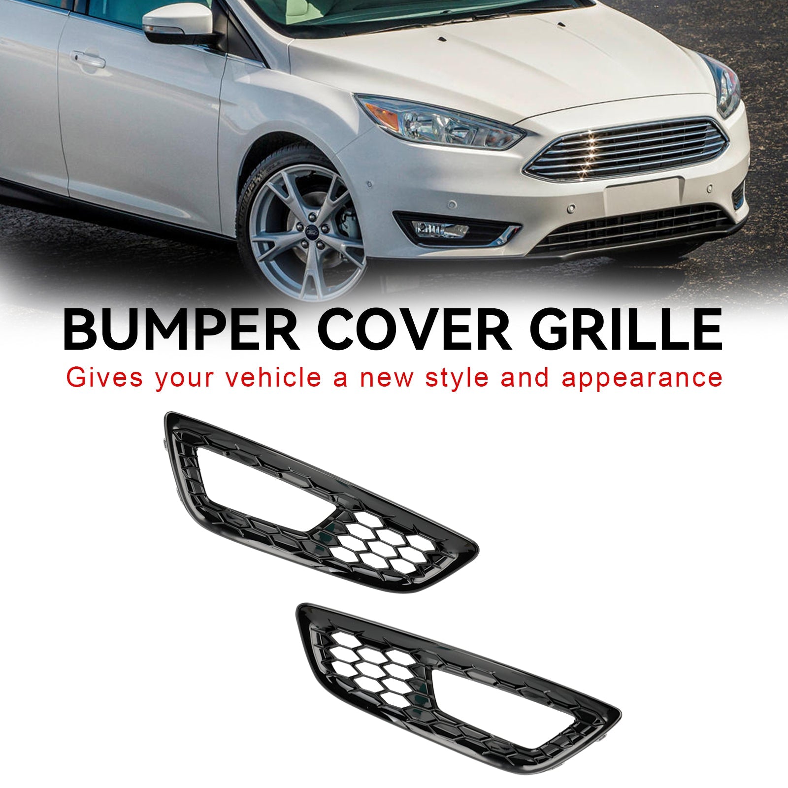 PALASER 2015-2018 Ford Focus 2PCS Front Bumper Fog Light Lamp Cover Bezel Grille F1EZ15266D F1EZ15266G - Image 5