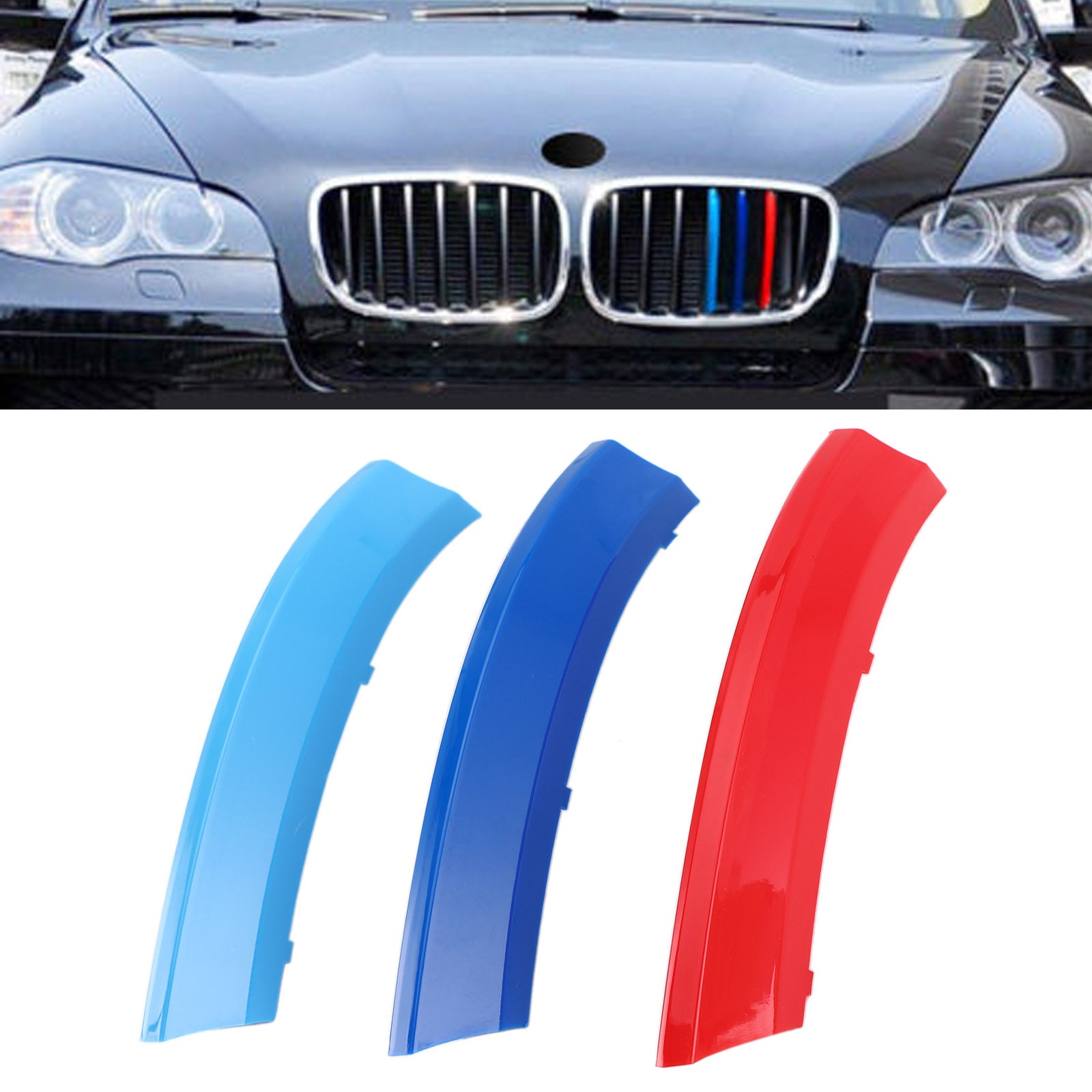 PALASER 2008-2013 BMW X5 Tri-colour Front Grille Grill Cover Strips Clip Trim - Image 2