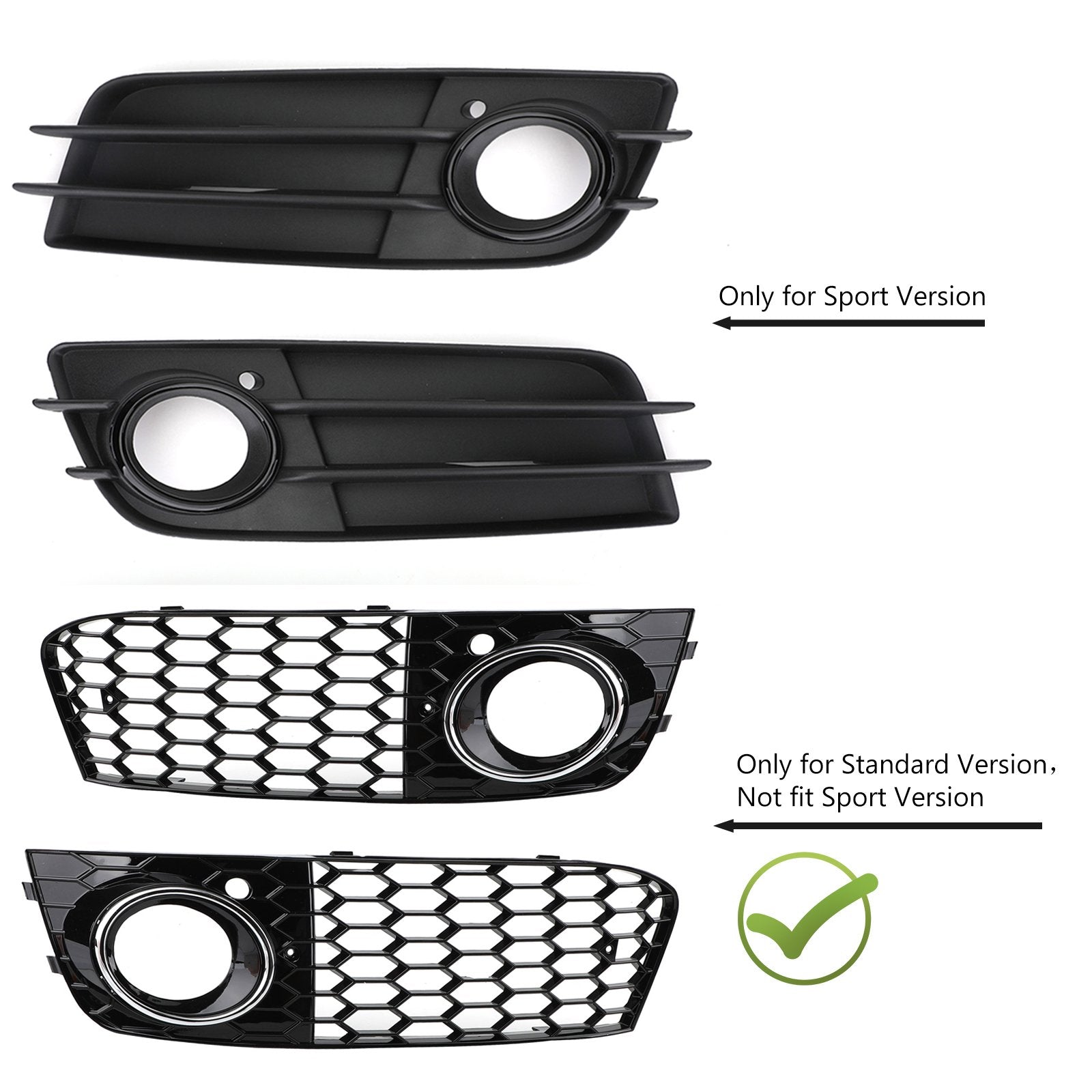 PALASER Pair Honeycomb Mesh Fog Light Open Vent Grill Intake Fit 2009-2012 Audi A4 B8 - Image 2
