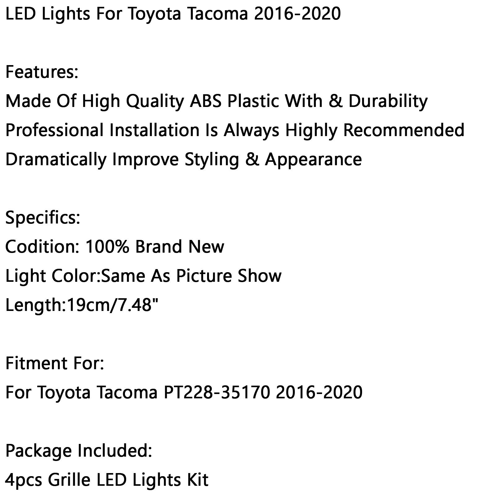 PALASER 4PCS/Set LED Lights Fit Front Bumper Grille Tacoma 2016-2020 PT228-35170 Smoke - Image 11