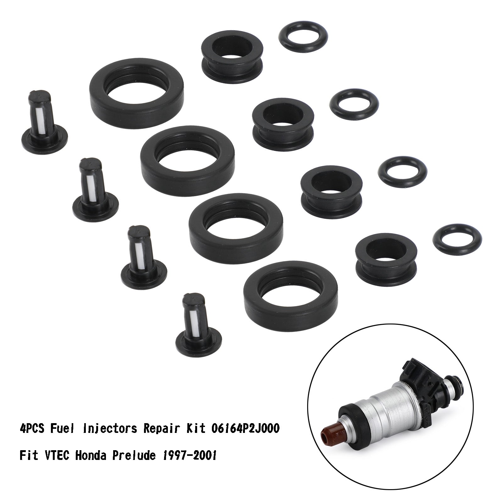 PALASER 1996-1997 Honda Civic Delsol 4PCS Fuel Injectors Repair Kit 06164P2J000 06164-P2J-000 FJ582 - Image 7