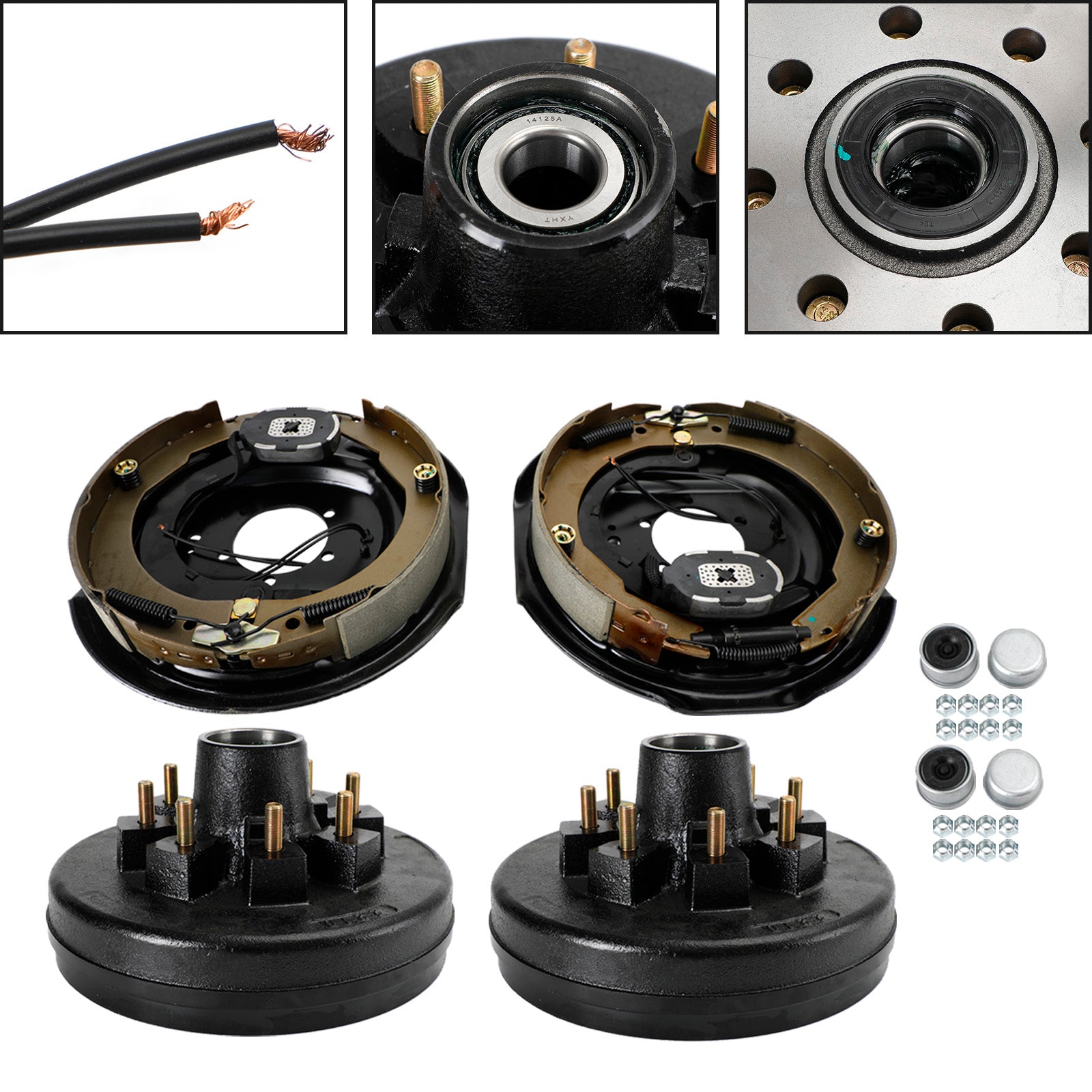 PALASER Trailer 12"-8 On 6.5 Hub Drum Kits W/ 12"x2" Electric Brakes For 5.2K-7K Axle - Image 12