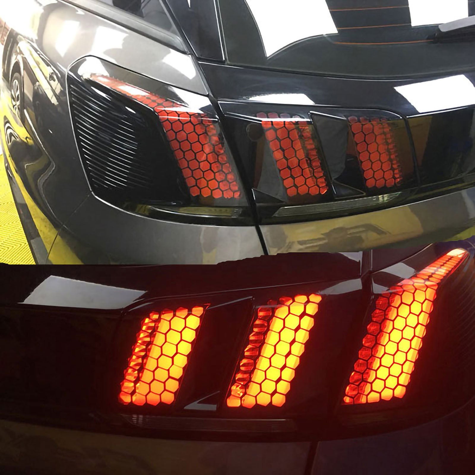 PALASER Tail-lamp Decal Accessories Carbon Car Rear Tail Light Cover Honeycomb Sticker - Image 10