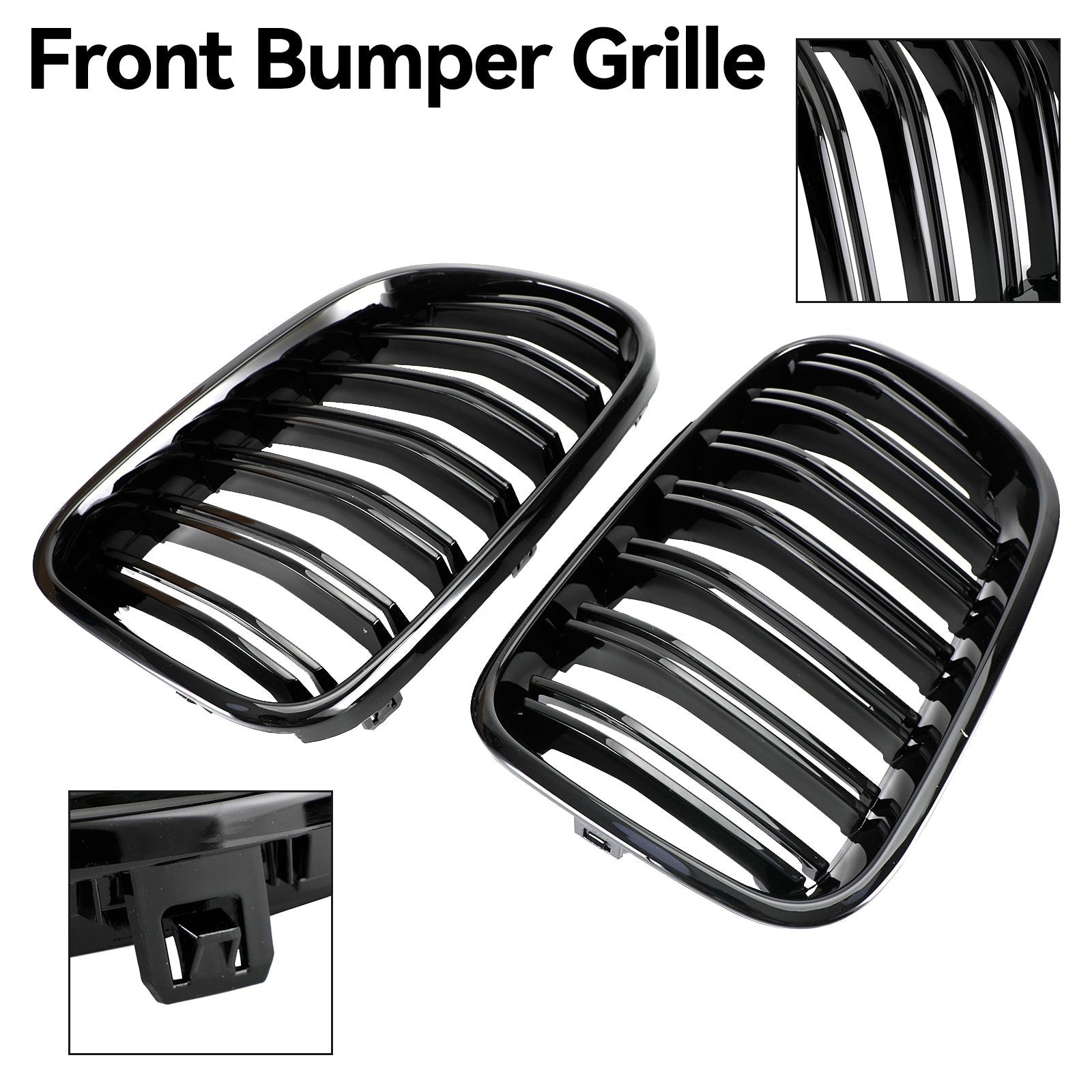 PALASER 2010-2014 BMW X3 F25 Pre-facelift Gloss Black Front Bumper Kidney Grill 51712297589 51117210725 - Image 9