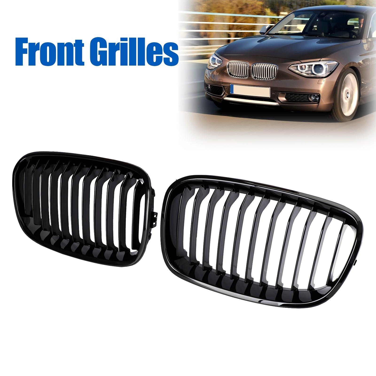 PALASER 12-14 BMW 1-Series F20 F21 3-Door Pre-facelift 2PCS Front Bumper Kidney Grill 551137239021 51137262119 - Image 7