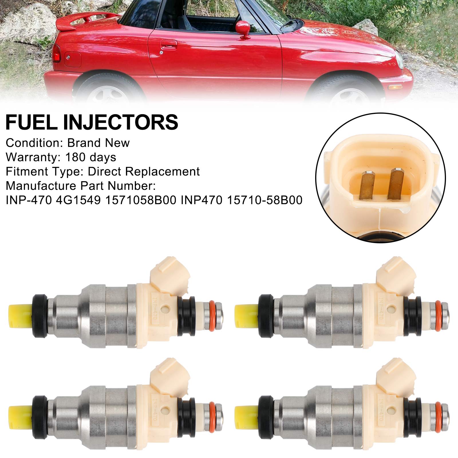 PALASER Fuel Injectors 4G1549 1571058B00 INP470 Fit 1992-1997 Geo Tracker - Image 2