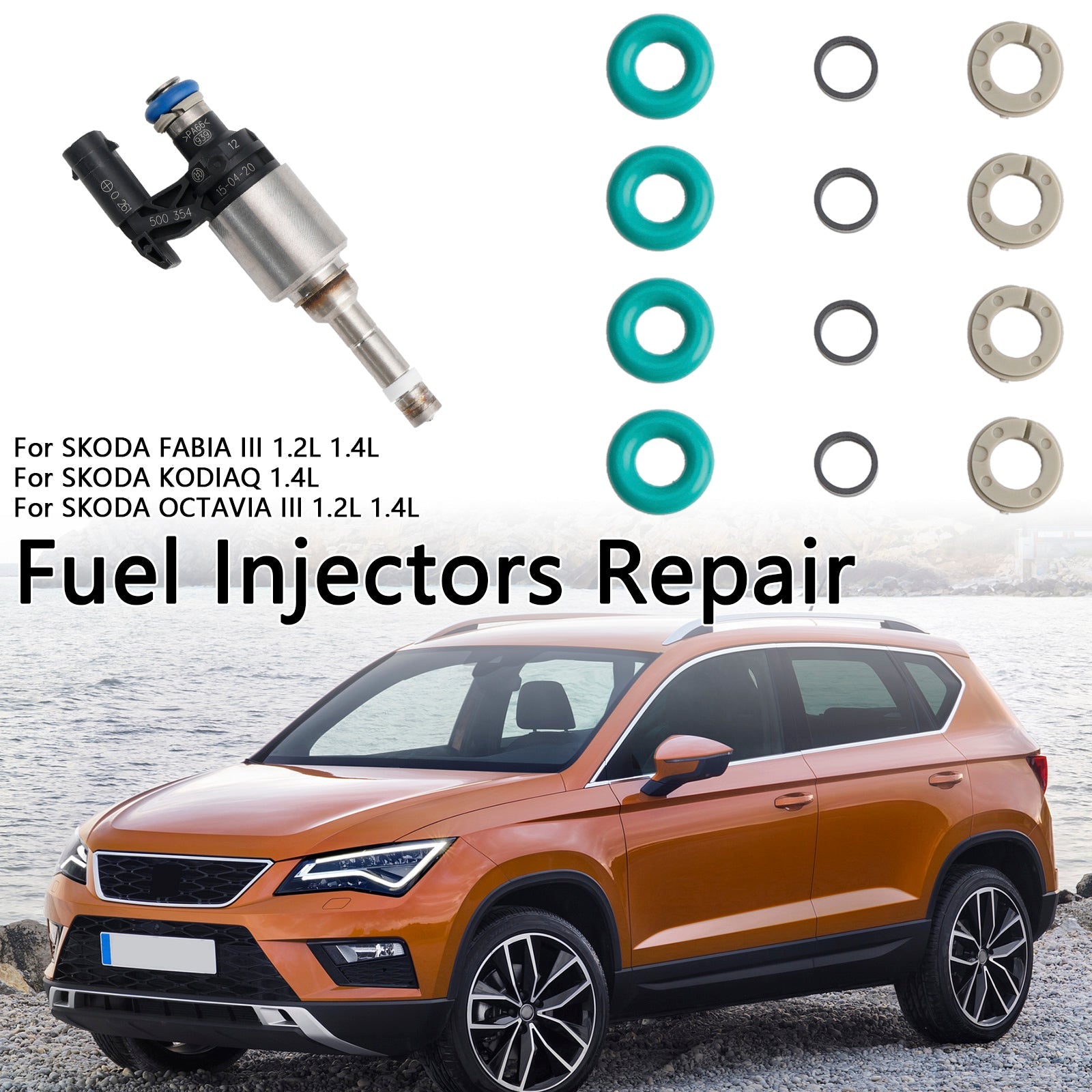 PALASER Volkswagen Beetle Golf Jetta Tiguan 4Pcs Fuel Injector Service Kit O-ring 0261500354 04E906036E - Image 3