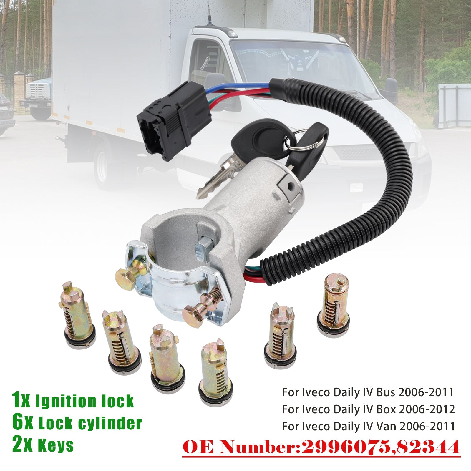 PALASER Ignition Lock + 6x Locking Cylinder + Key 2996075 For Iveco Daily 06-12 - Image 3