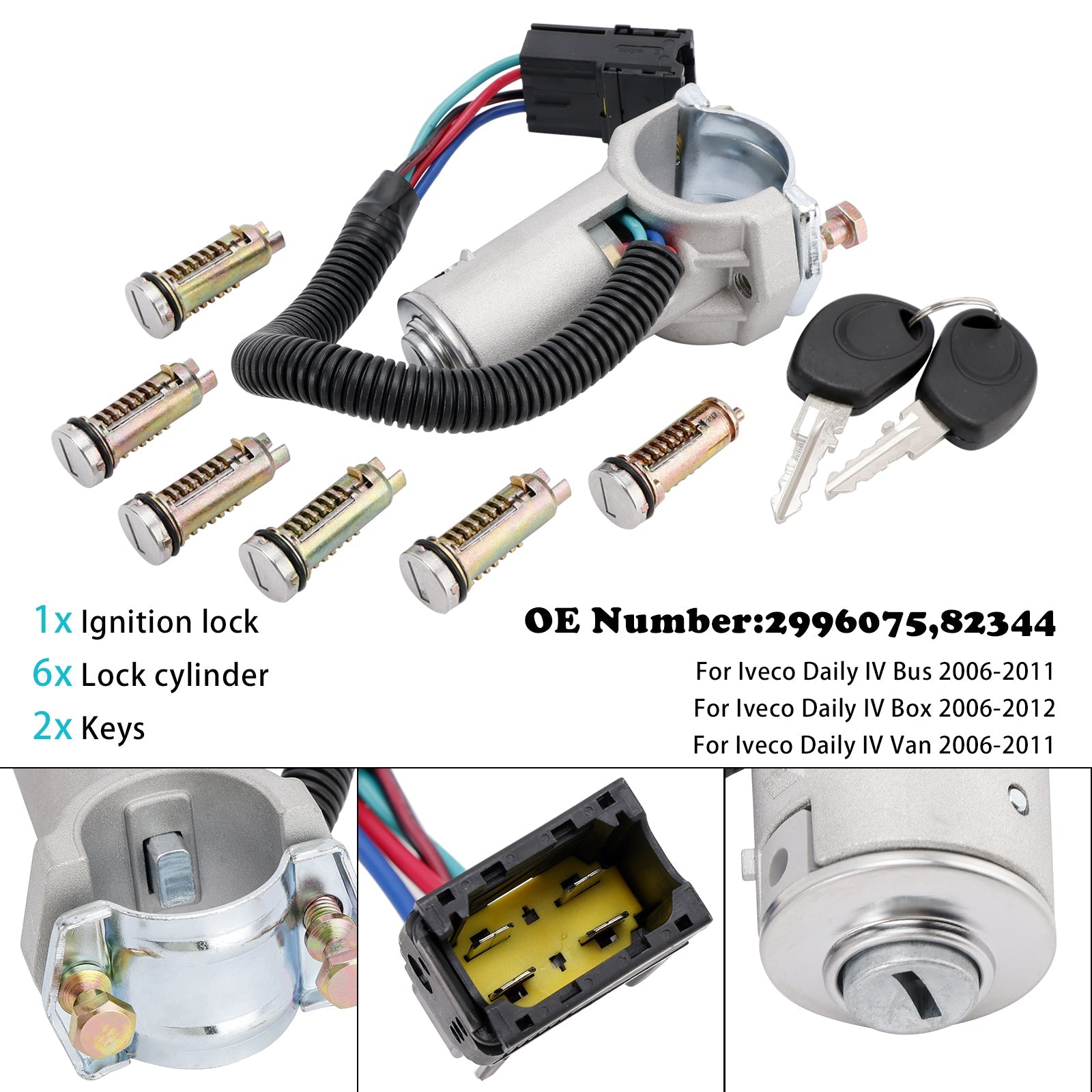 PALASER Ignition Lock + 6x Locking Cylinder + Key 2996075 For Iveco Daily 06-12 - Image 5