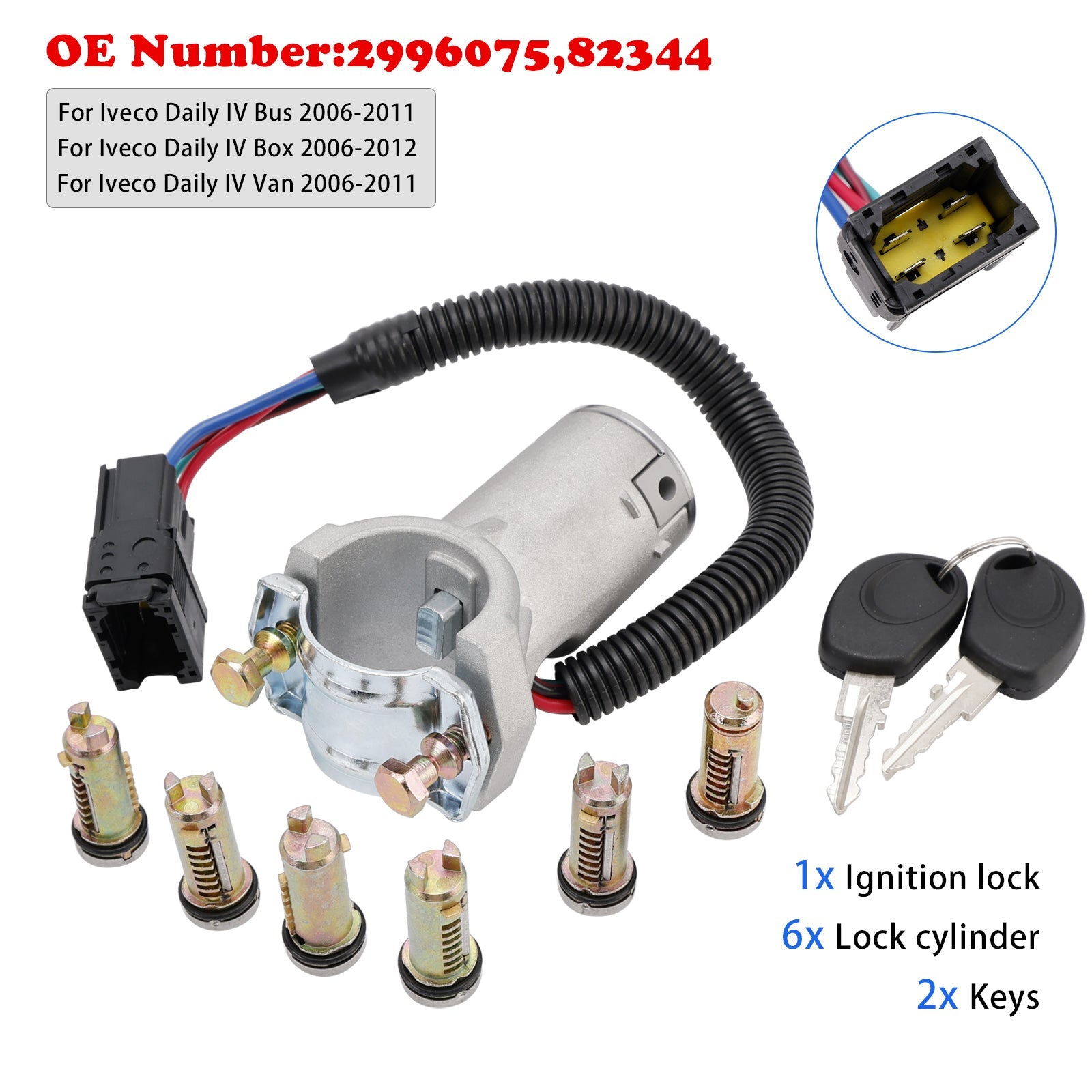 PALASER Ignition Lock + 6x Locking Cylinder + Key 2996075 For Iveco Daily 06-12 - Image 6