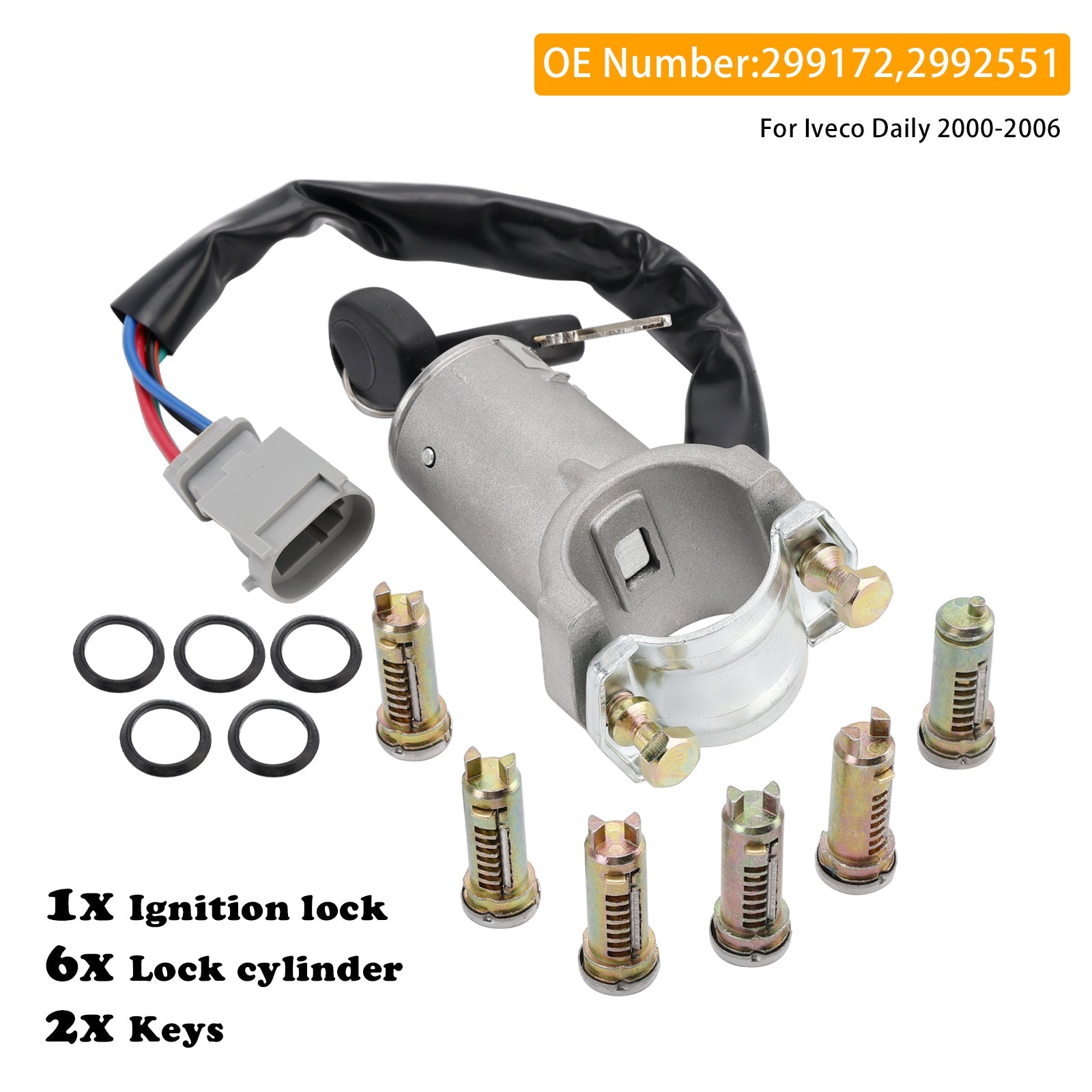 PALASER Ignition Lock + 6x Locking Cylinder + Key 2991727 For Iveco Daily 2000-2006 - Image 6