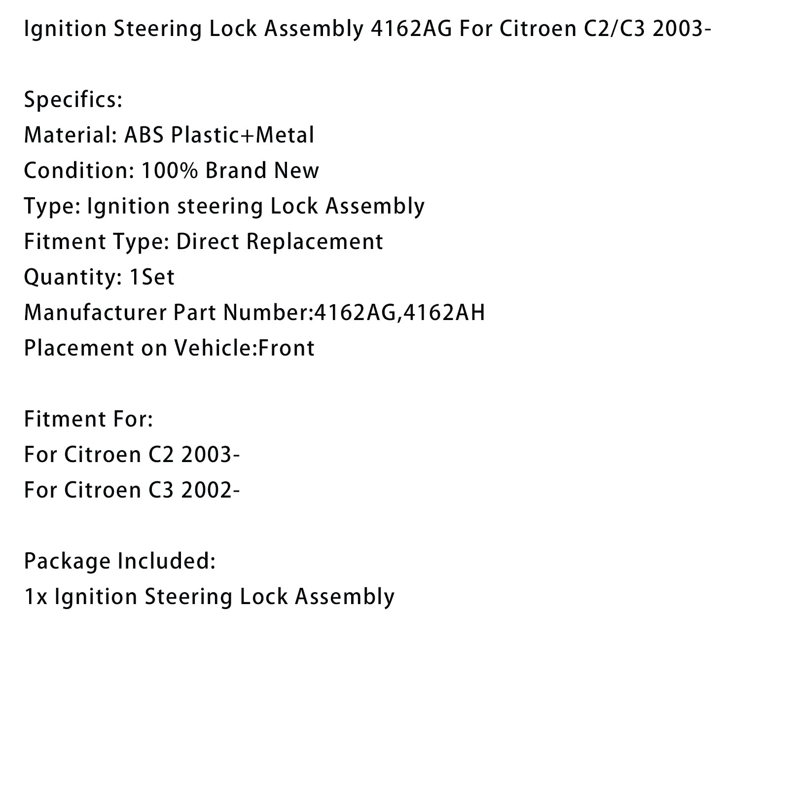 PALASER Ignition Steering Lock Assembly 4162AG For Citroen C2/C3 2003 - Image 11