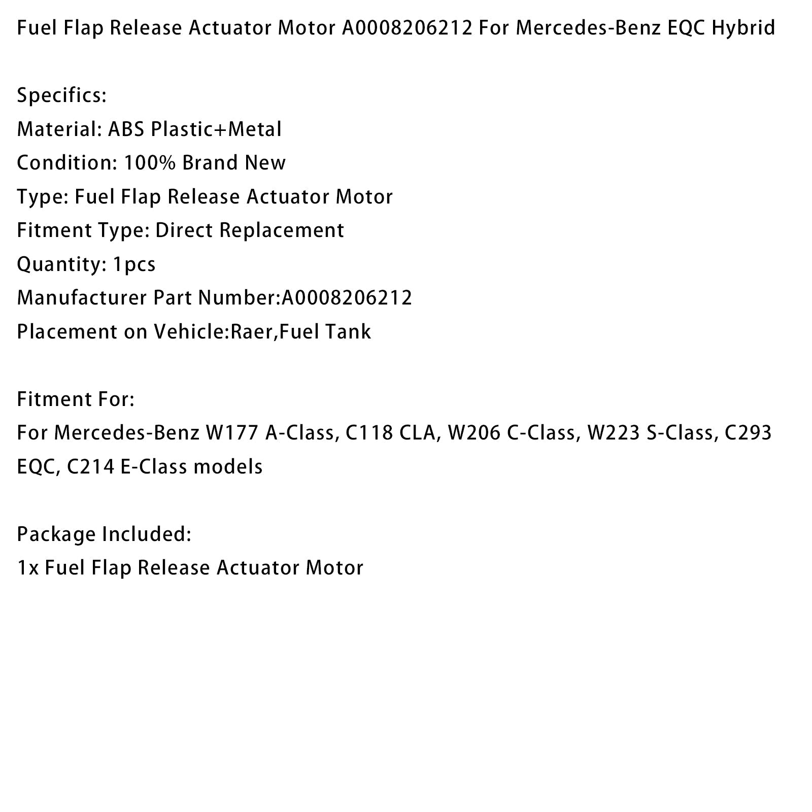 PALASER Fuel Flap Release Actuator Motor A0008206212 For Mercedes-benz Eqc Hybrid - Image 13