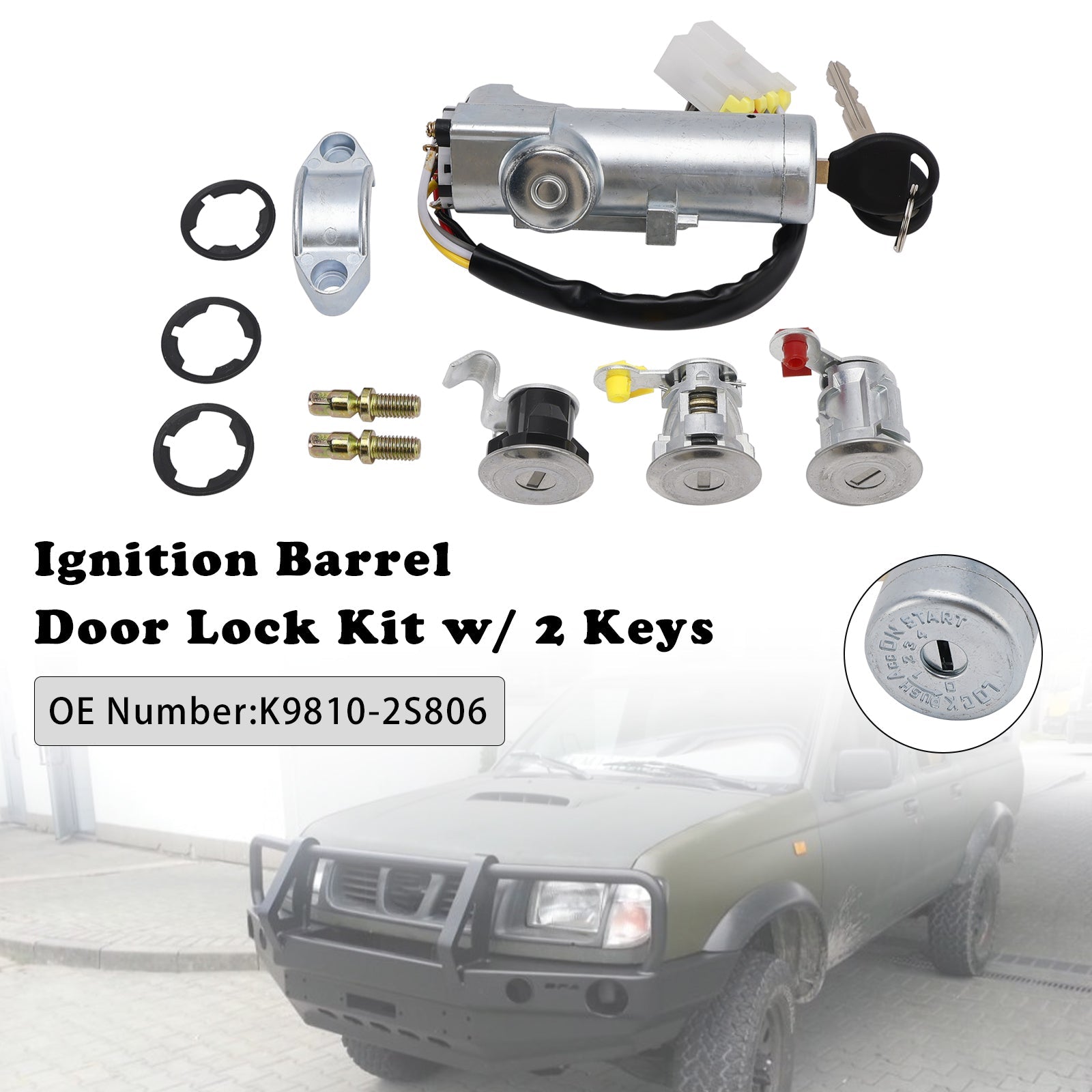 PALASER Ignition Barrel Door Lock Kit W/ 2 Keys K9810-2S806 For Nissan Navara D22 1997-2006 - Image 5