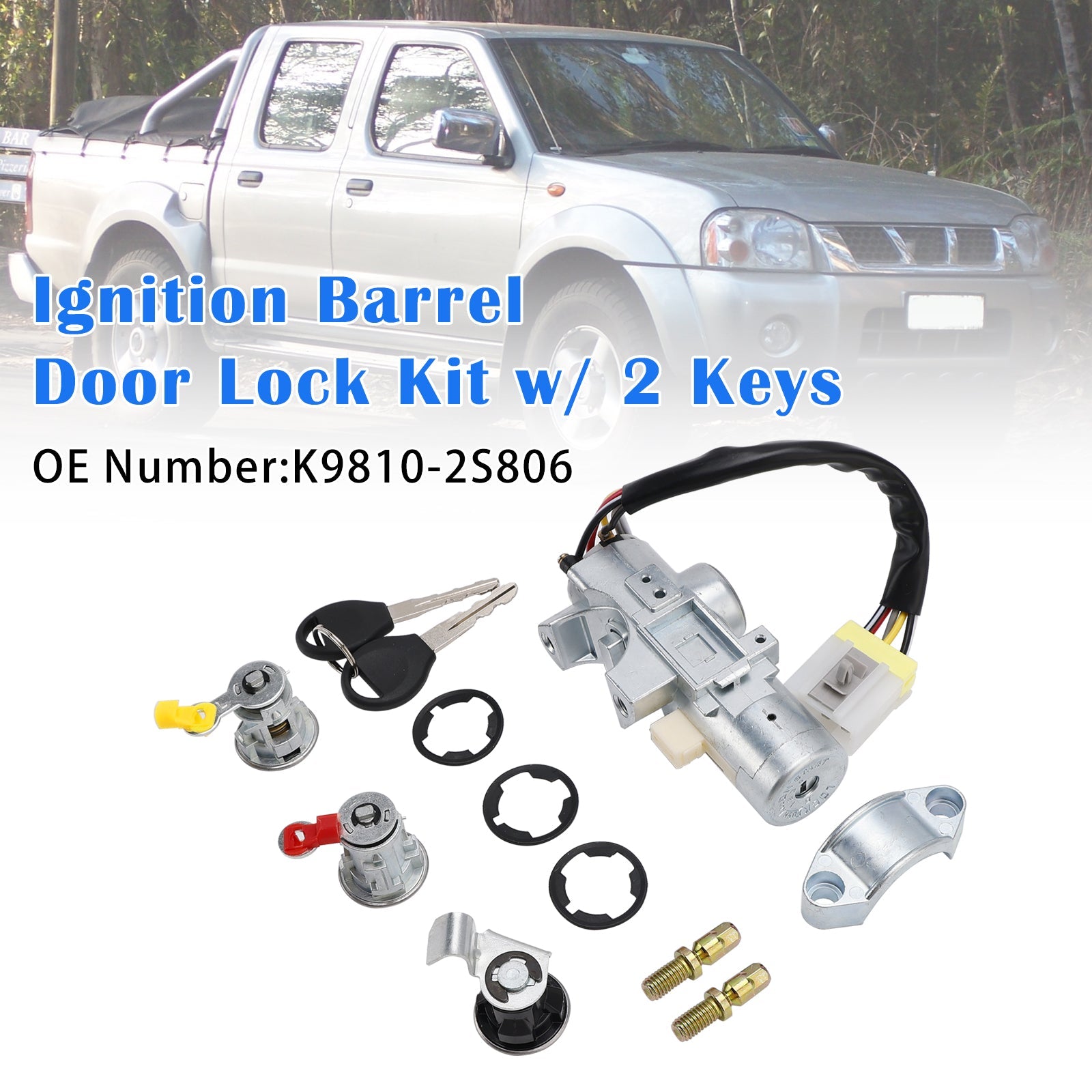 PALASER Ignition Barrel Door Lock Kit W/ 2 Keys K9810-2S806 For Nissan Navara D22 1997-2006 - Image 6