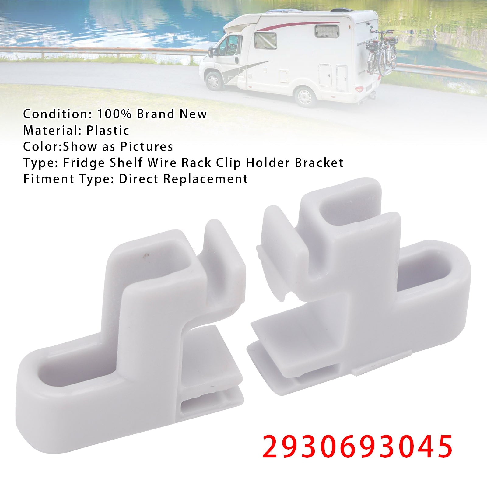 PALASER 2PCS Fridge Shelf Wire Rack Clip Holder Bracket 2930693045 For Dometic Rv - Image 2