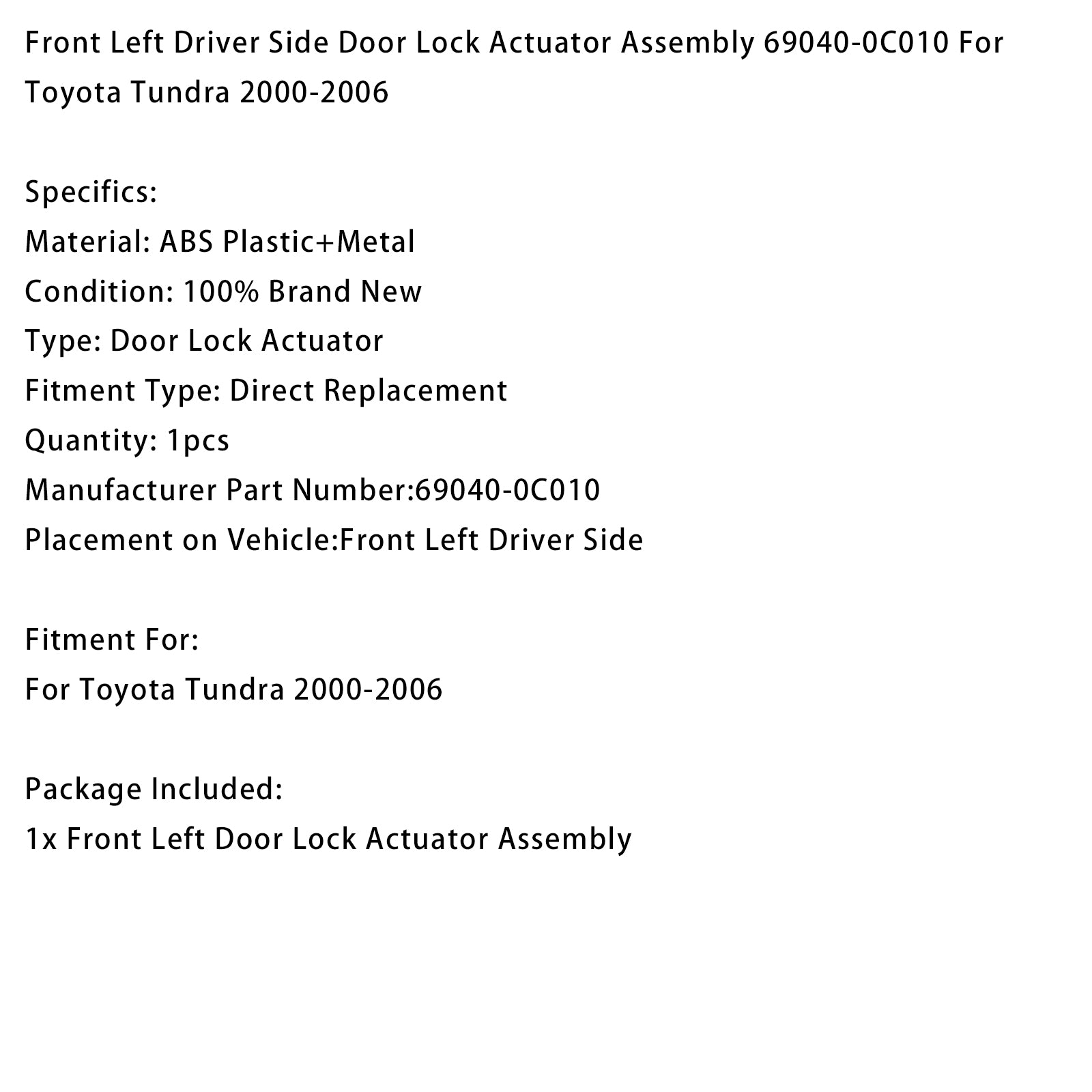 PALASER Front Left Driver Side Door Lock Actuator Assembly 69040-0C010 For Toyota Tundra 2000-2006 - Image 16