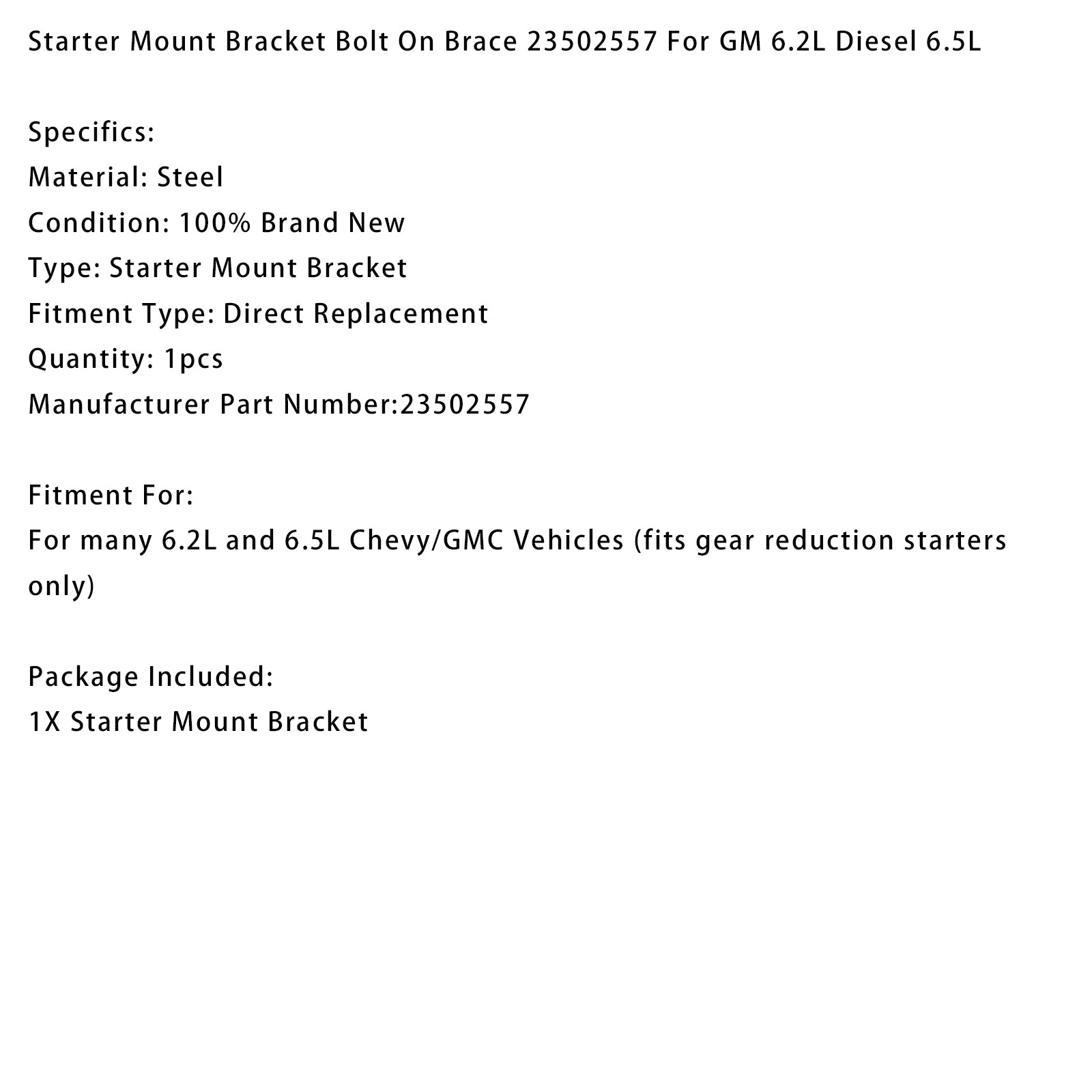 PALASER Starter Mount Bracket Bolt On Brace 23502557 For Gm 6.2L Diesel 6.5L - Image 13