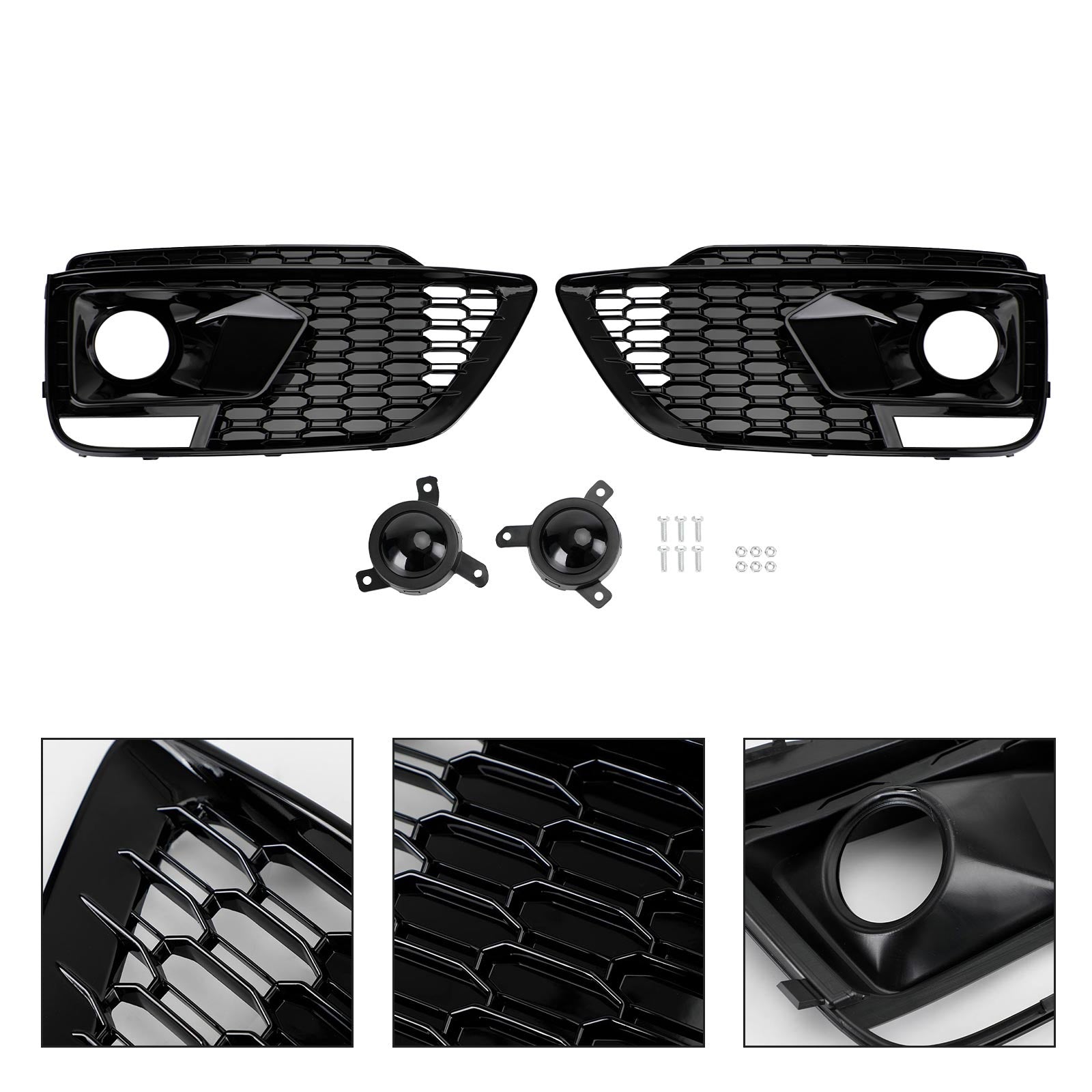 PALASER 2018-20 RSQ5 Audi Q5 SQ5 Suv Black Front Honeycomb Fog Lamp Grilles Cover - Image 7