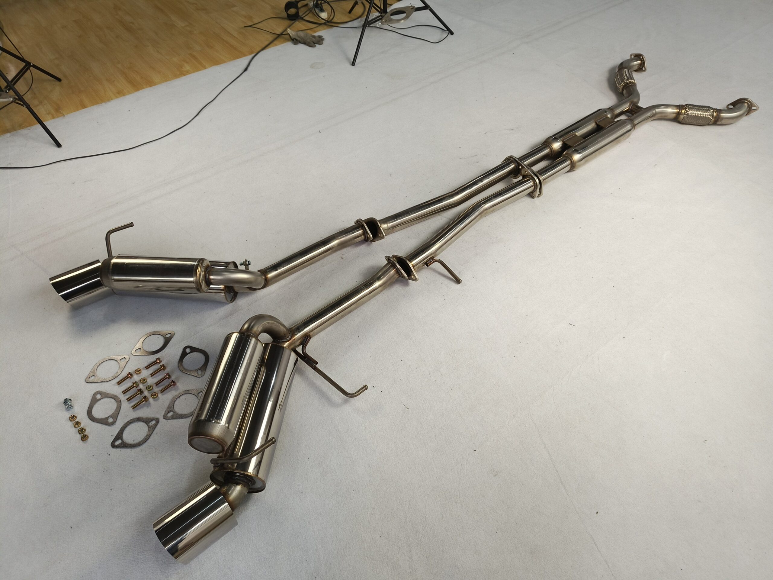 PALASER 03-07 Infiniti G35 Coupe 4.5'' Rolled Muffler Tip Catback Exhaust System - Image 2
