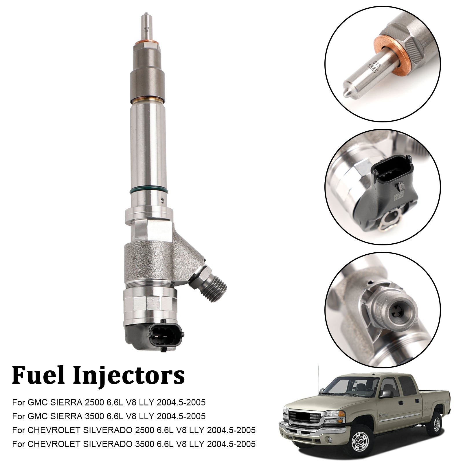 PALASER 2004.5-2005 GMC Sierra 2500/3500 6.6L V8 Lly 1PCS Fuel Injector 0986435504 - Image 9