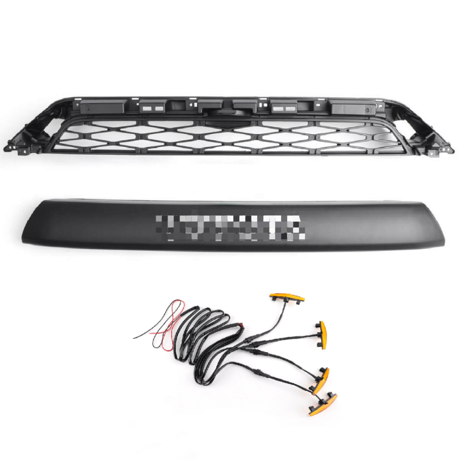 PALASER 2014-2019 Toyota 4Runner Trd Pro Front Grille Grill Kit Gray Word + LED Light - Image 3