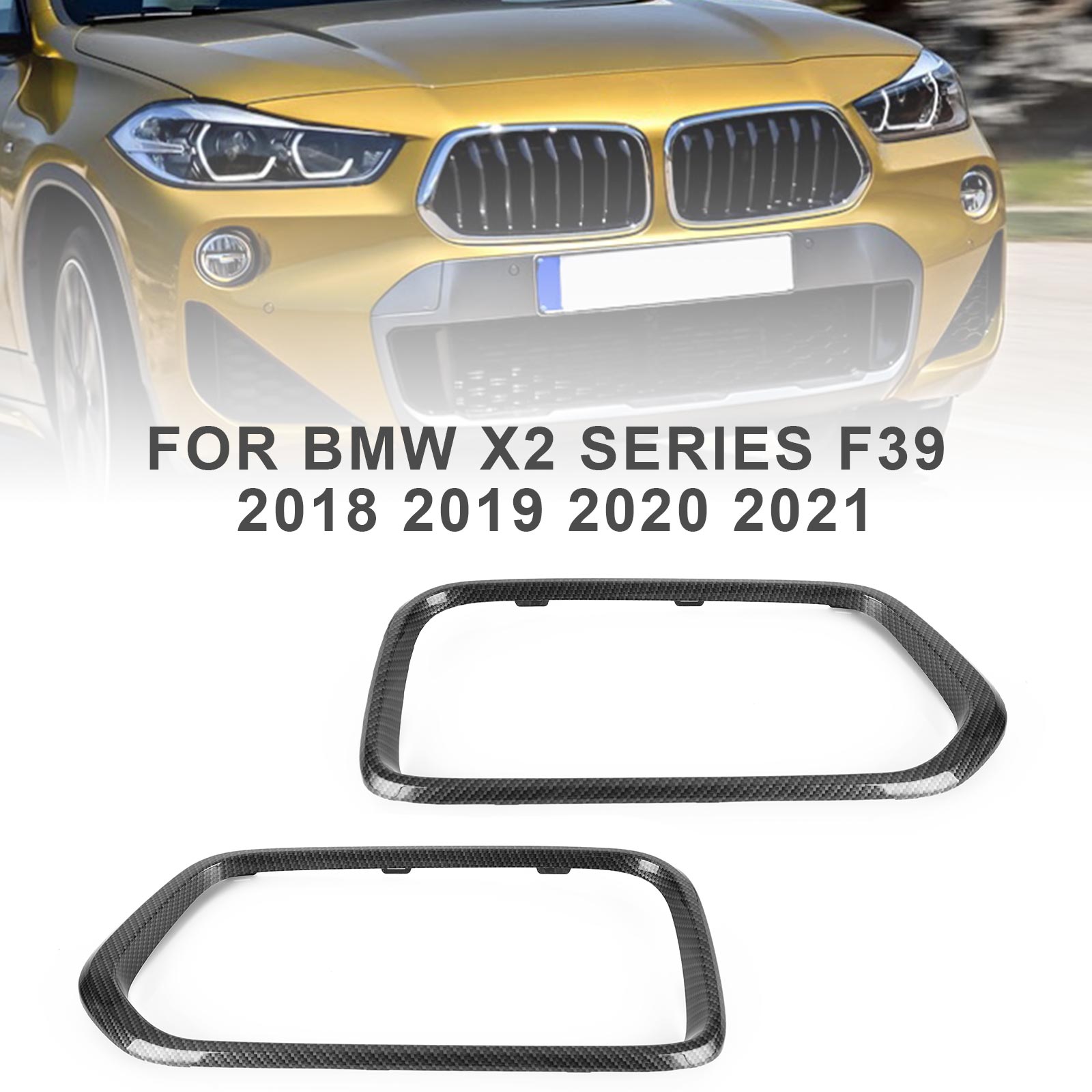 PALASER BMW X2 Series F39 2018-2021 Carbon Fiber Front Bumper Grill Frame Cover Trim - Image 6