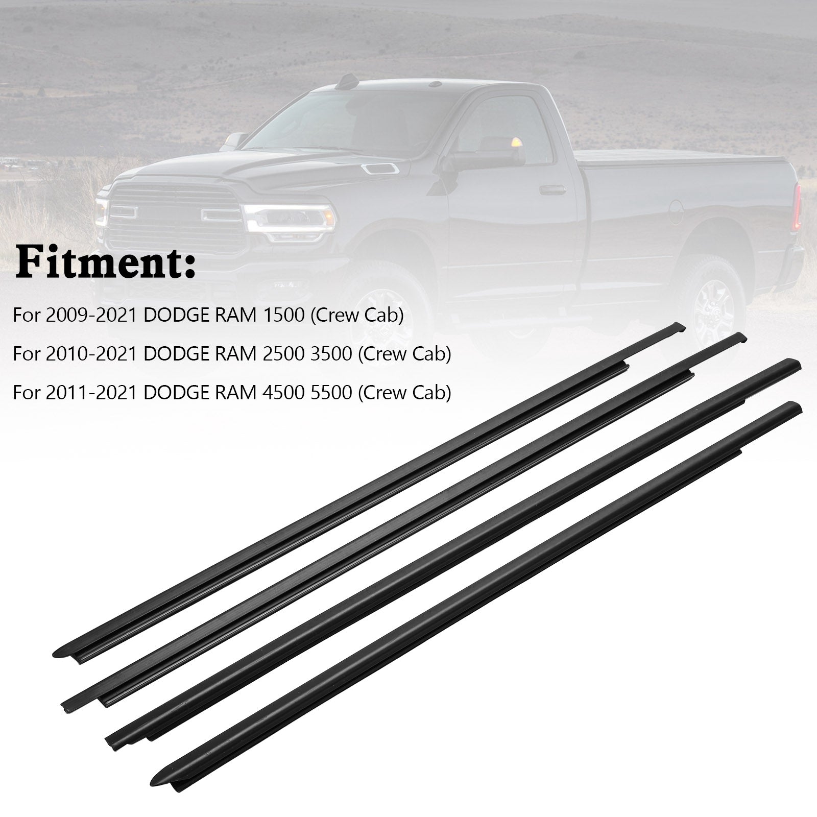 PALASER 2009-2021 Dodge RAM1500 Weatherstrip Window Seal Belt 55112376AH 55112377AH 55372138AH - Image 4
