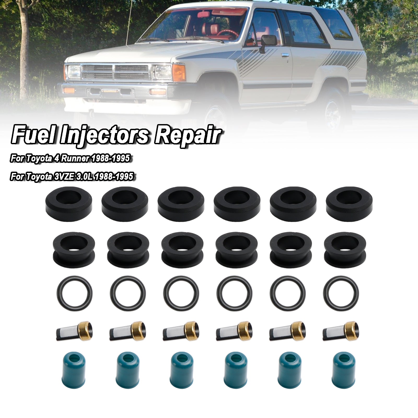 PALASER 1988-1995 Toyota 4 Runner 3VZE Truck Fuel Injector Repair Seal Rebuild Kit 4-319 - Image 3