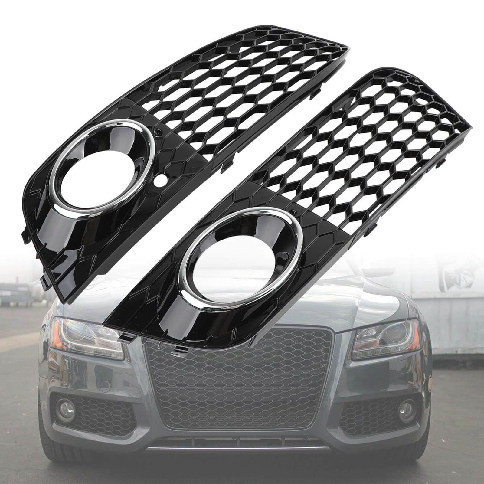 PALASER Pair Honeycomb Mesh Fog Light Open Vent Grill Intake Fit 2009-2012 Audi A4 B8