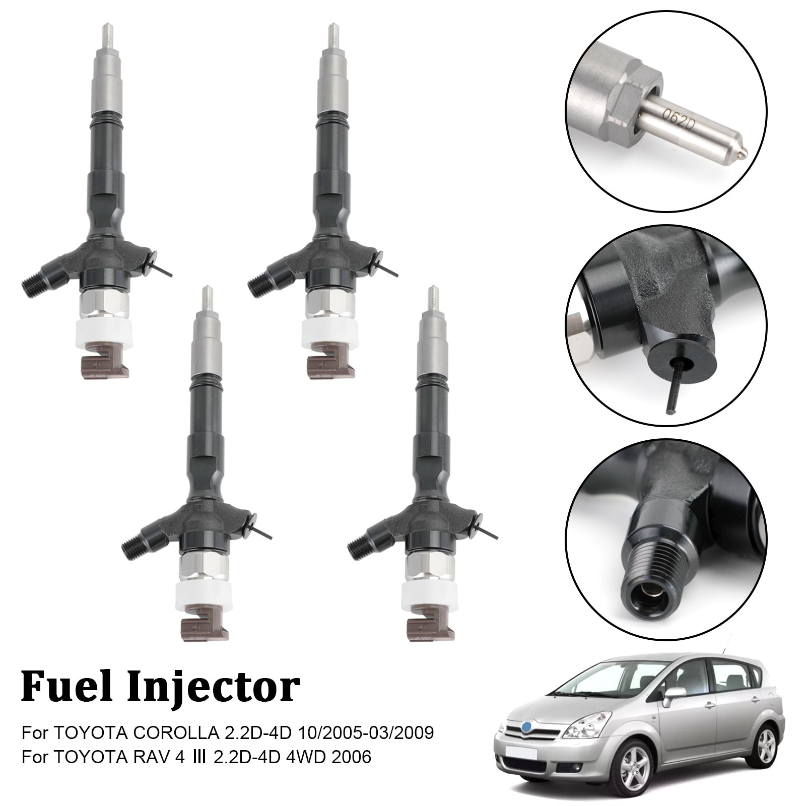PALASER 2006 Toyota Rav 4PCS 2.2D-4D 4WD 4PCS Fuel Injectors 095000-6041 095000-6042 - Image 9
