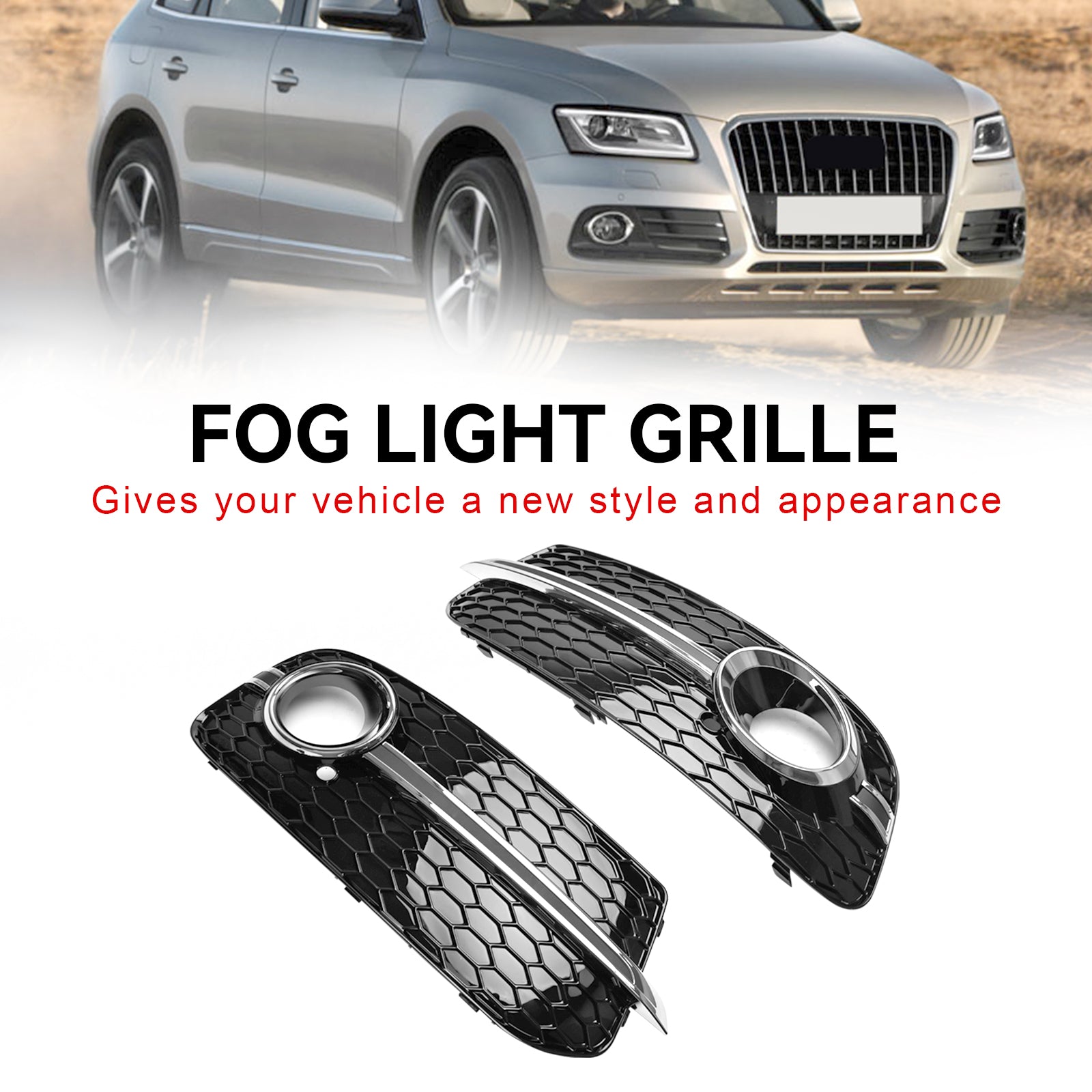 PALASER 2013-2017 Audi Q5 Standard Version Front Bumper Fog Light Grille Grill 8R0807681M 8R0807682J - Image 8