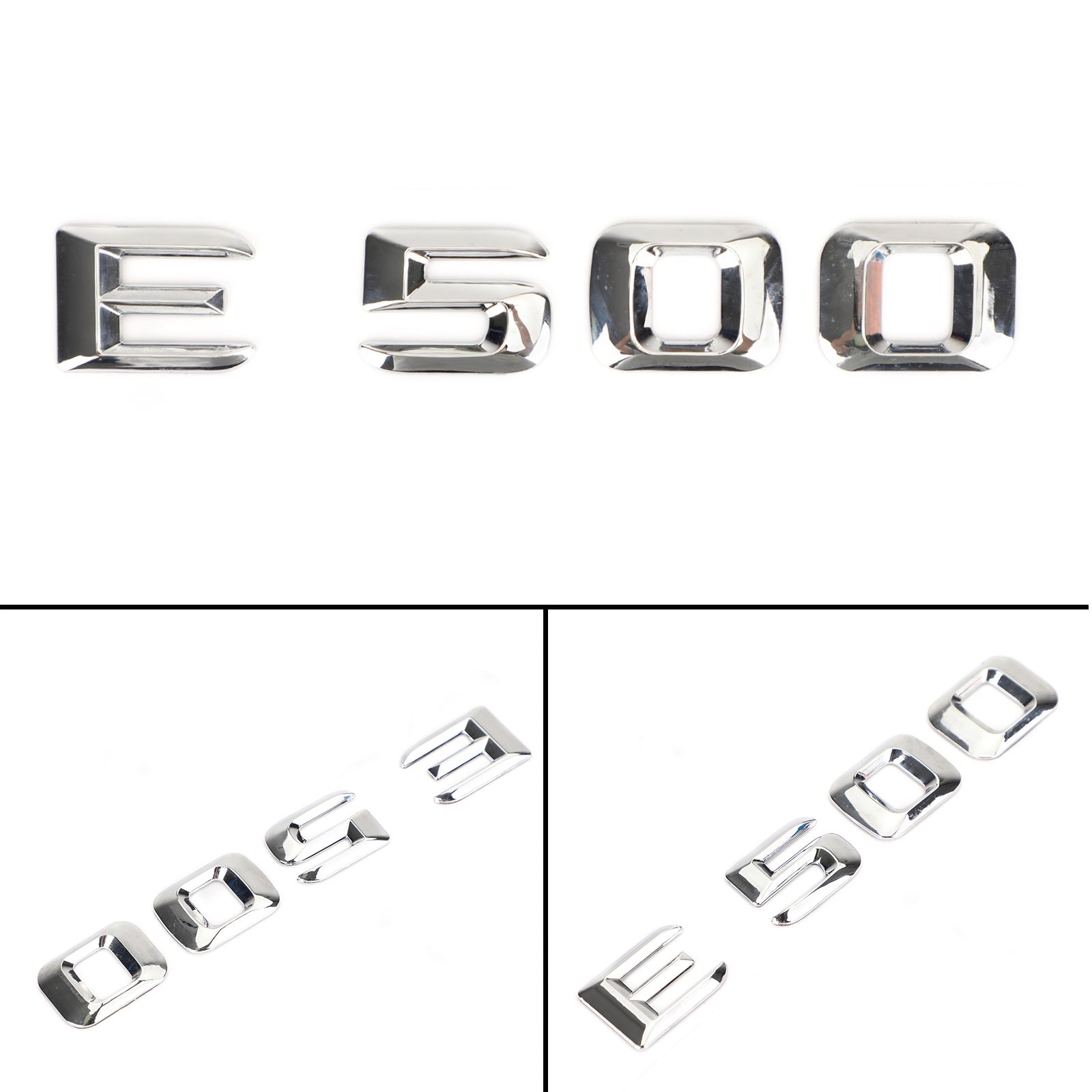 PALASER Mercedes E500 Chrome Rear Trunk Emblem Badge Nameplate Decal Letters Numbers - Image 4