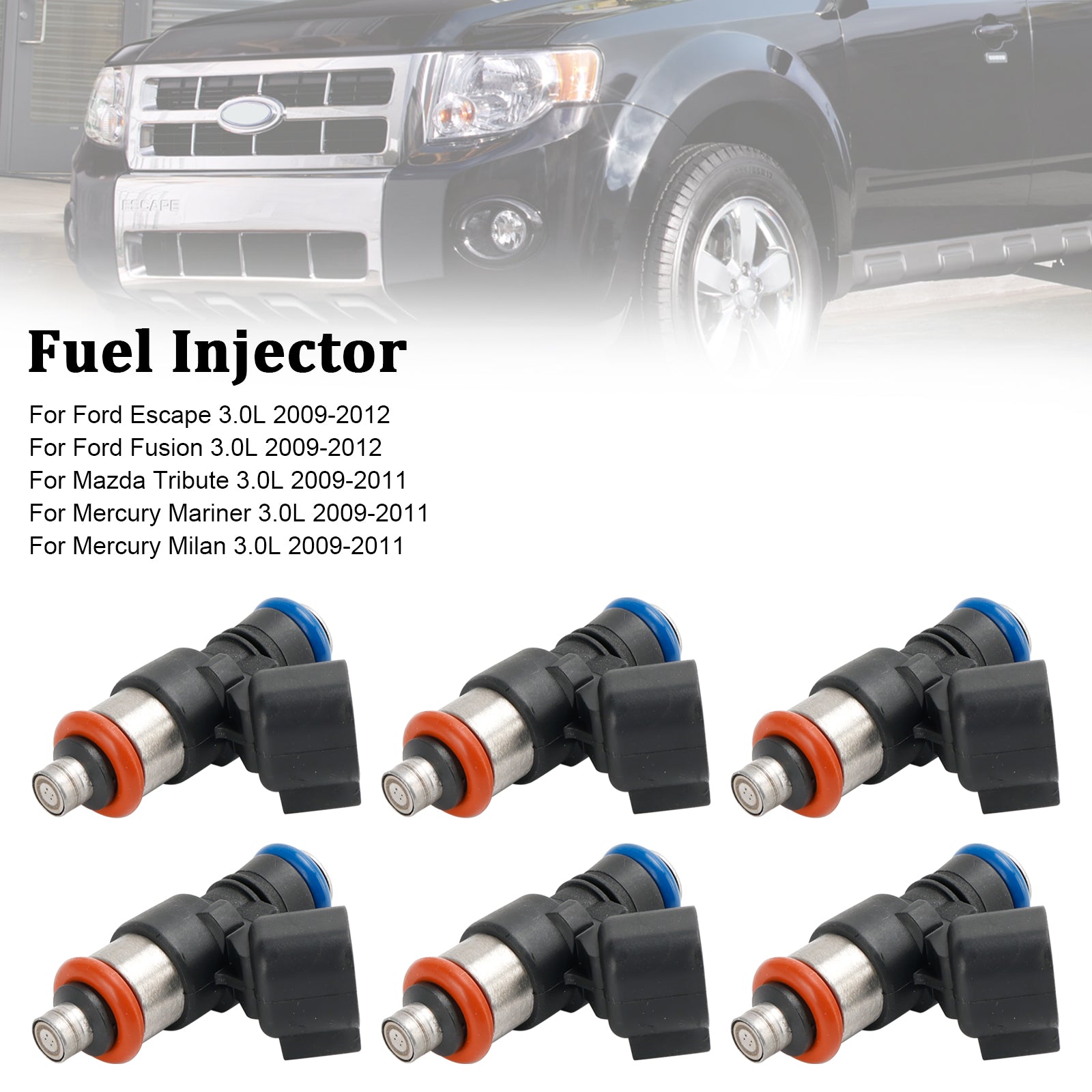 PALASER 2009-2011 Mercury Mariner Milan 3.0L 6PCS Fuel Injector 0280158189 161167 CM51 - Image 8