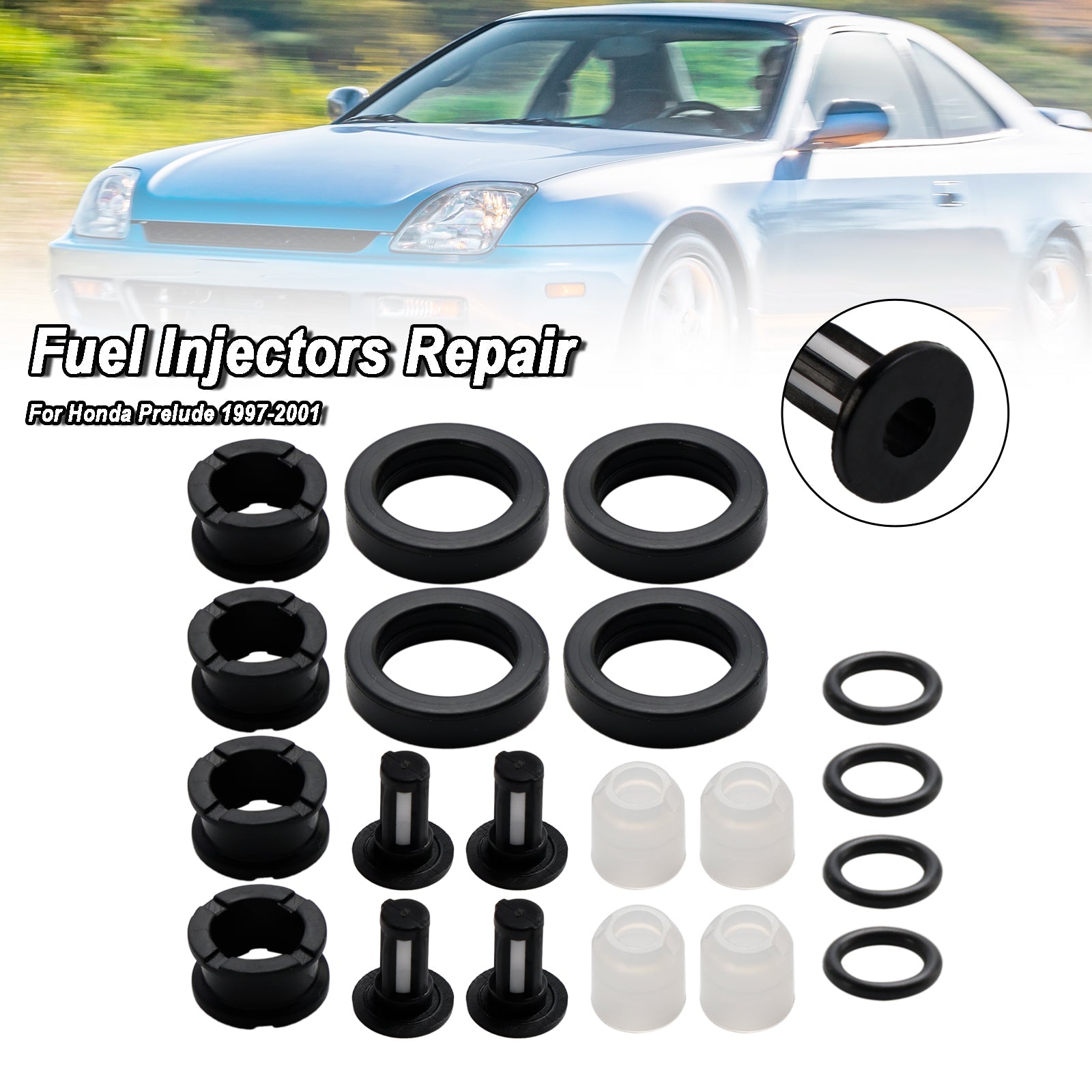 PALASER 1997-2001 Honda Prelude 2.2 Fuel Injector Repair Service Kit H22A4 FJ582 - Image 2