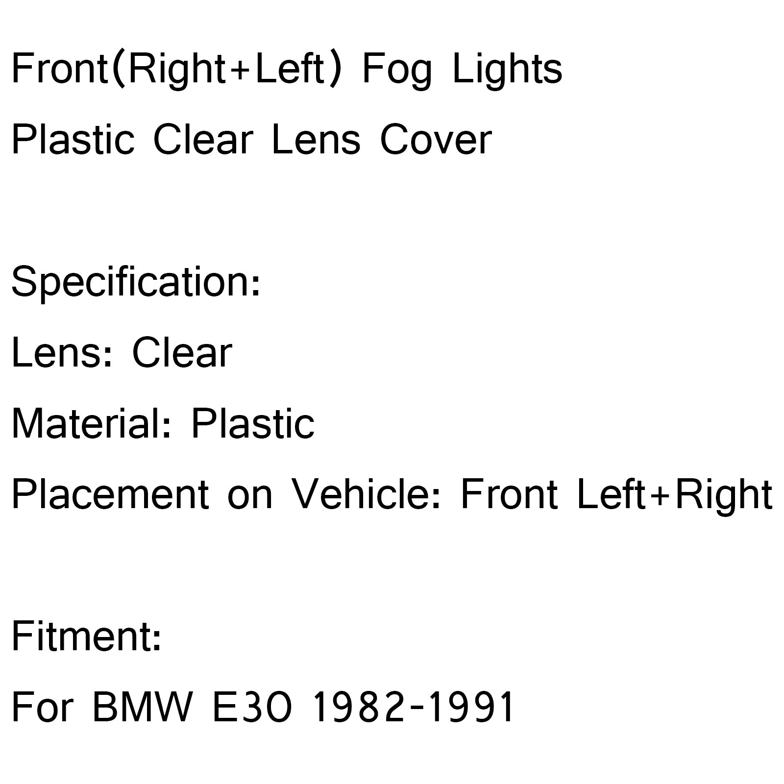 PALASER 1982-1991 BMW E30 318i 318is Pair Front Bumper Fog Lights Clear Plastic Lens - Image 5