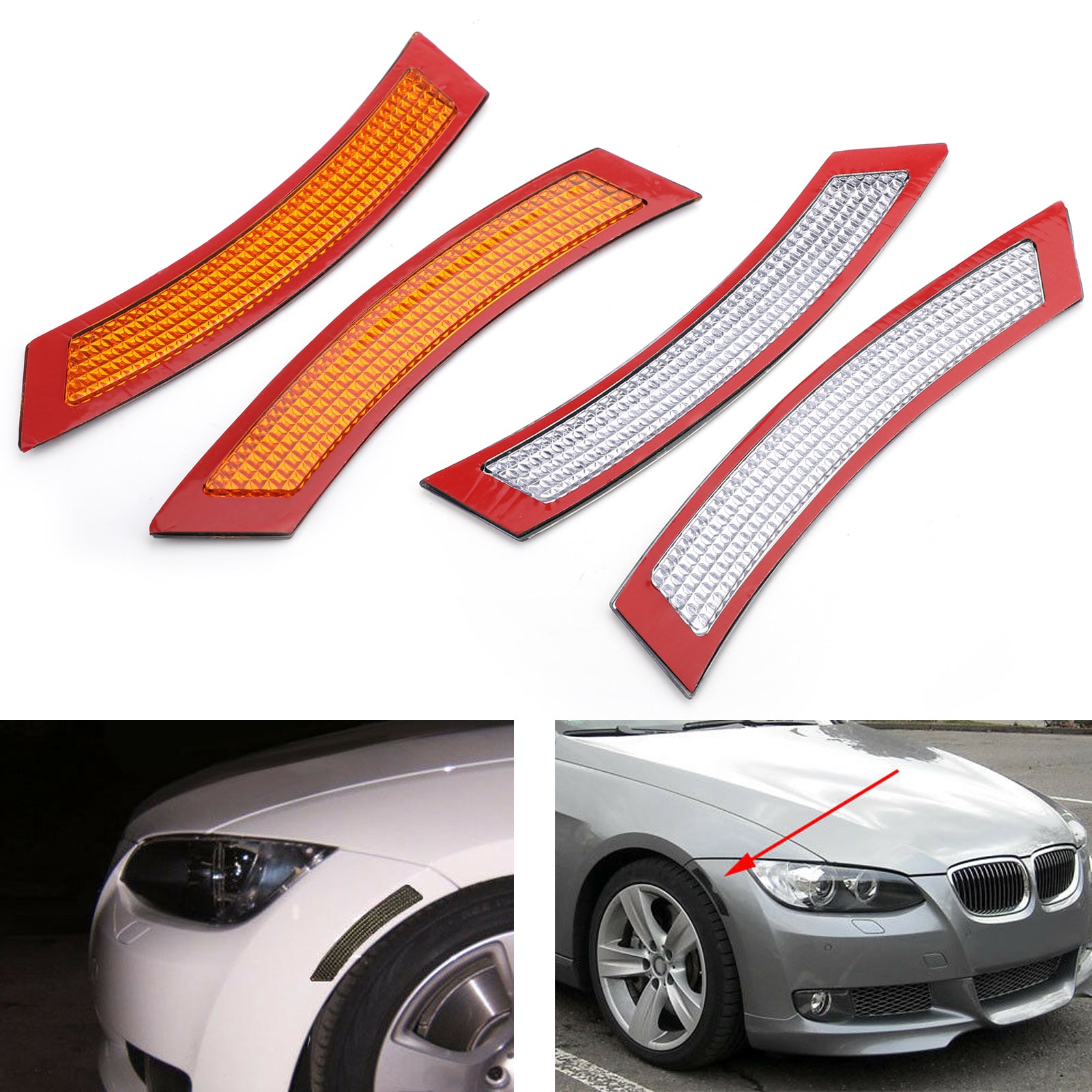 PALASER 2006-2009 BMW 3 Series E92 2DR Coupe/convertible 2Pcs Front Bumper Reflector Side Marker Amber