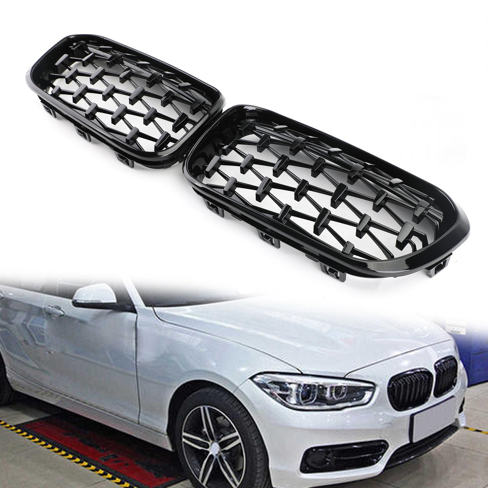 PALASER Meteor Black Front Kidney Grille For 2015-2017 BMW 1 Series F20/F21