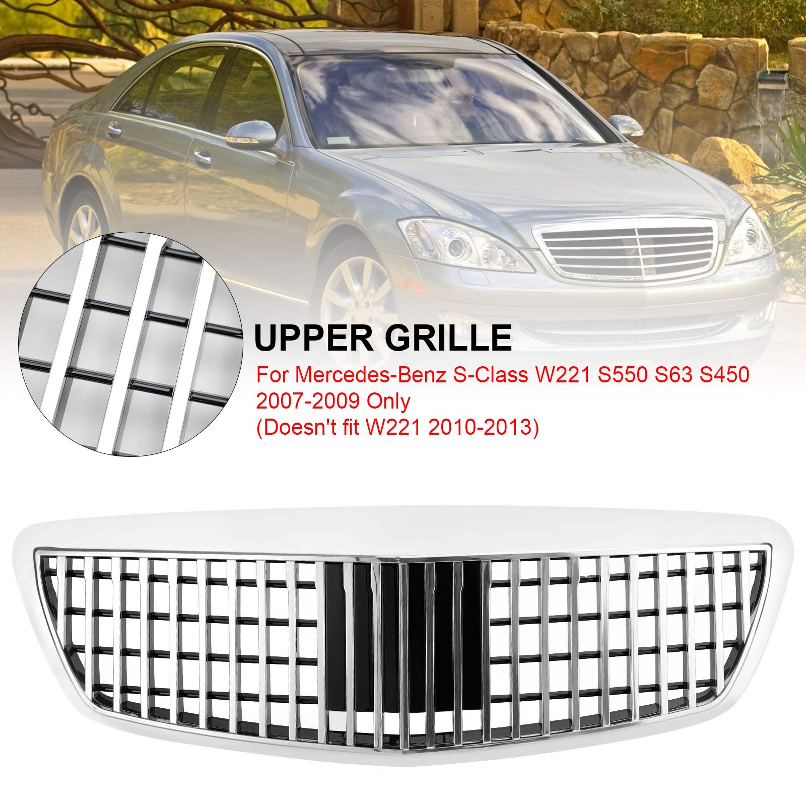 PALASER 2007-2009 Benz S-class W221 S550 S63 S450 Maybach Style MB2055869 Grille Grill Chrome - Image 11